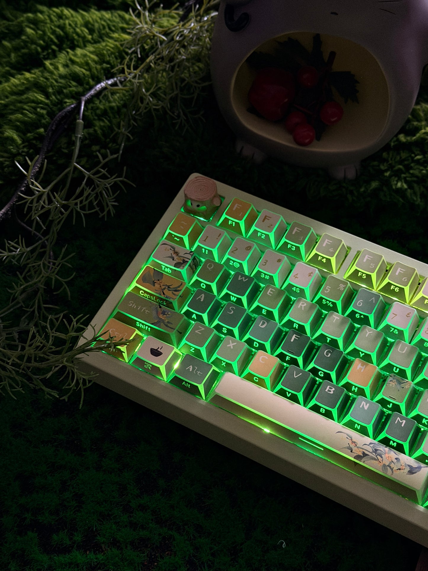 ONLY 1 Prebuilt Aluminum Customized Mechanical Keyboard Zoom75 TIGA Milky Green Tri-Mode Wireless Backlit ➕ URE Keycaps