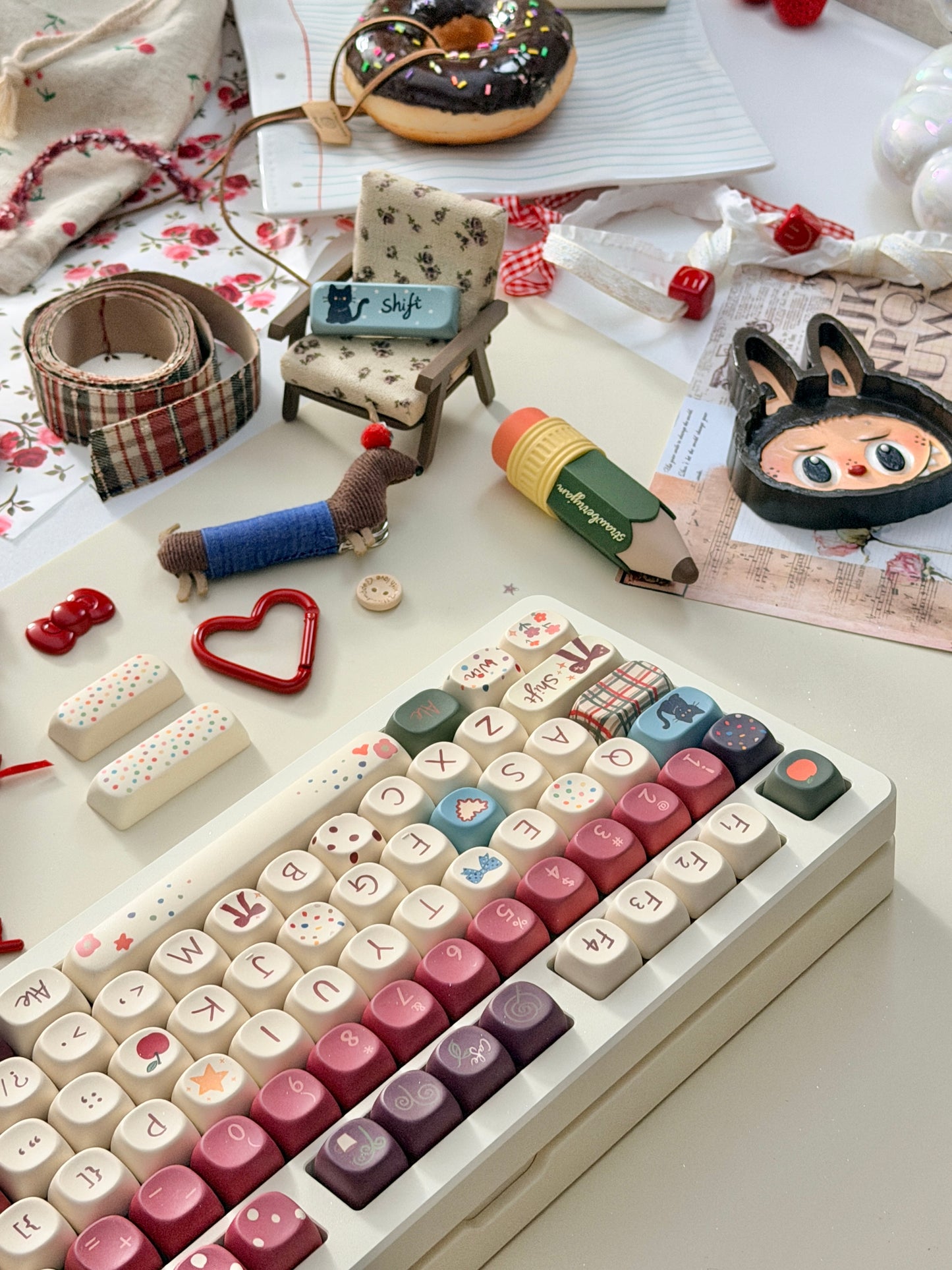 ONLY 1 Instock Prebuilt Aluminum Custom Mechanical Keyboard Buff75 R2 Cream Set