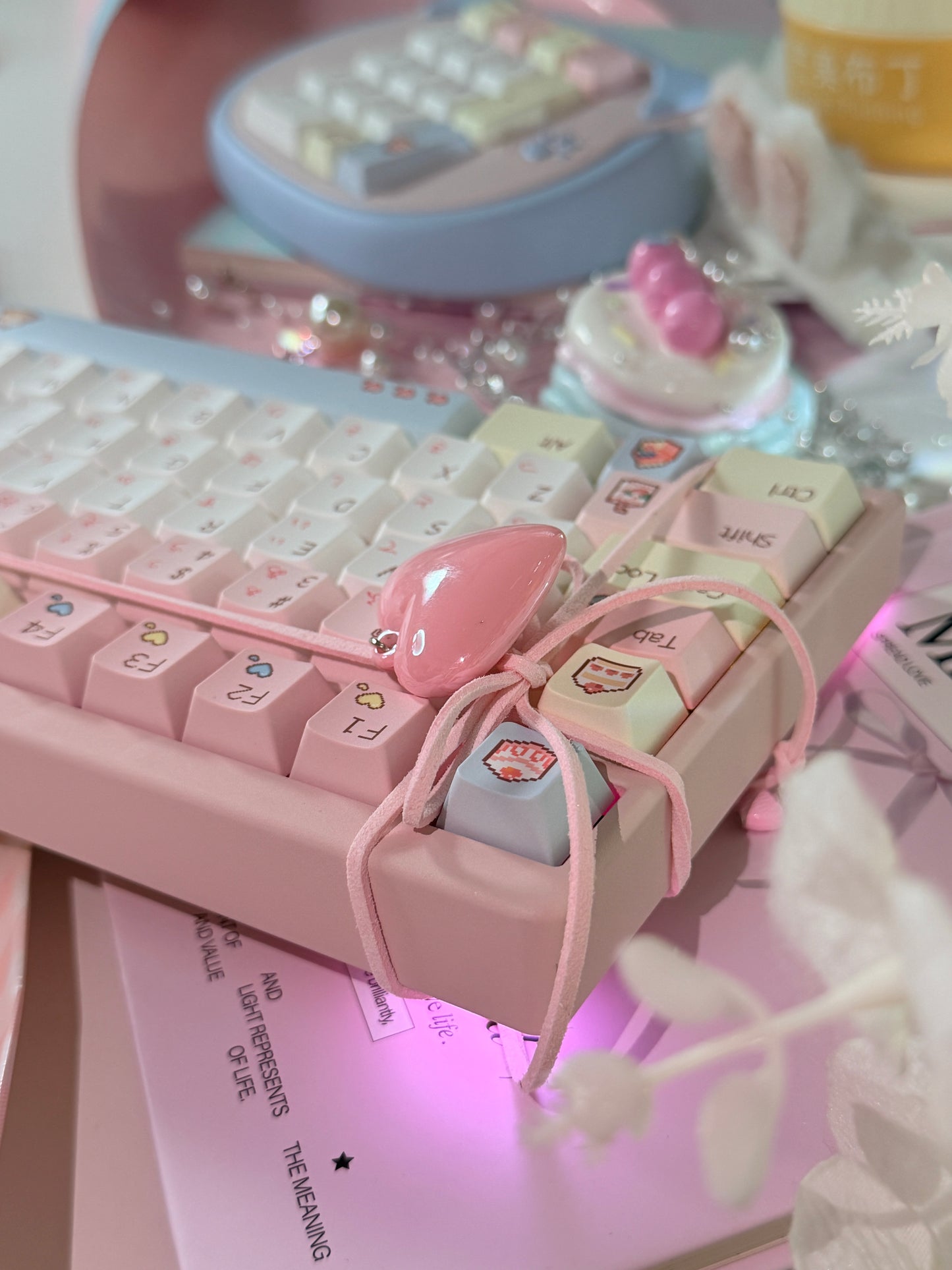 #0233 Pixel Cake Pastel Pink Keycap Set（not including keyboard）
