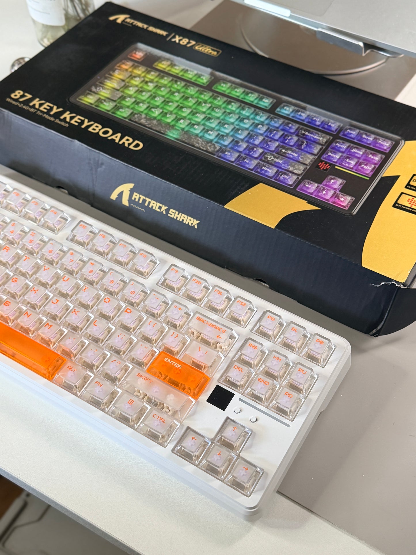 Unboxing Clearance ONLY 1 Instock Attack Shark X87 Ultra Wireless Mechanical RGB Backlit Iced Orange Keyboard