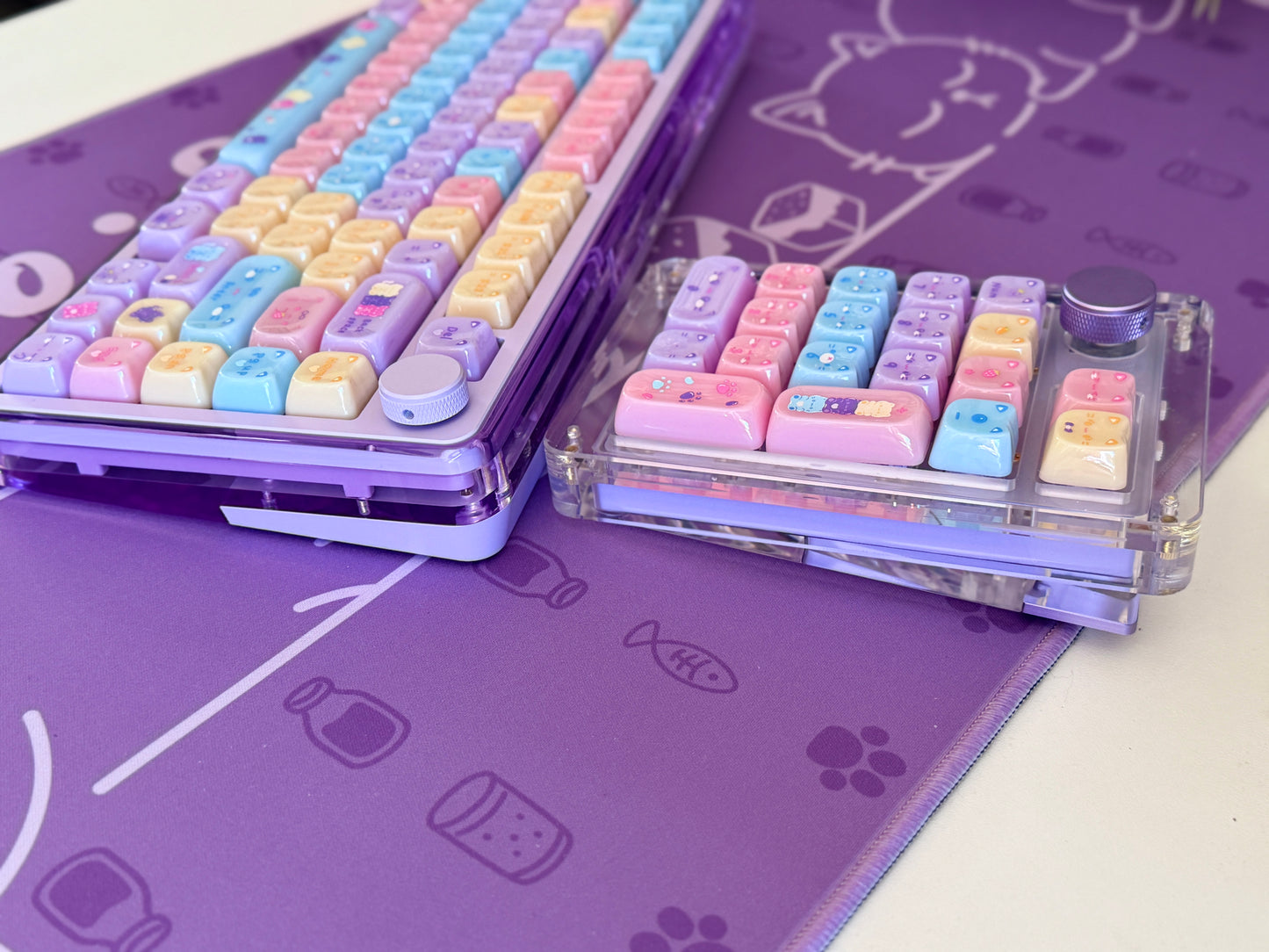 Unboxing Clearance ONLY 1 Instock Meow Pudding PC Keycap Set ➕KiiBOOM Breeze75 Purple Mechanical Keyboard ➕ Phantom 21 Number Pad