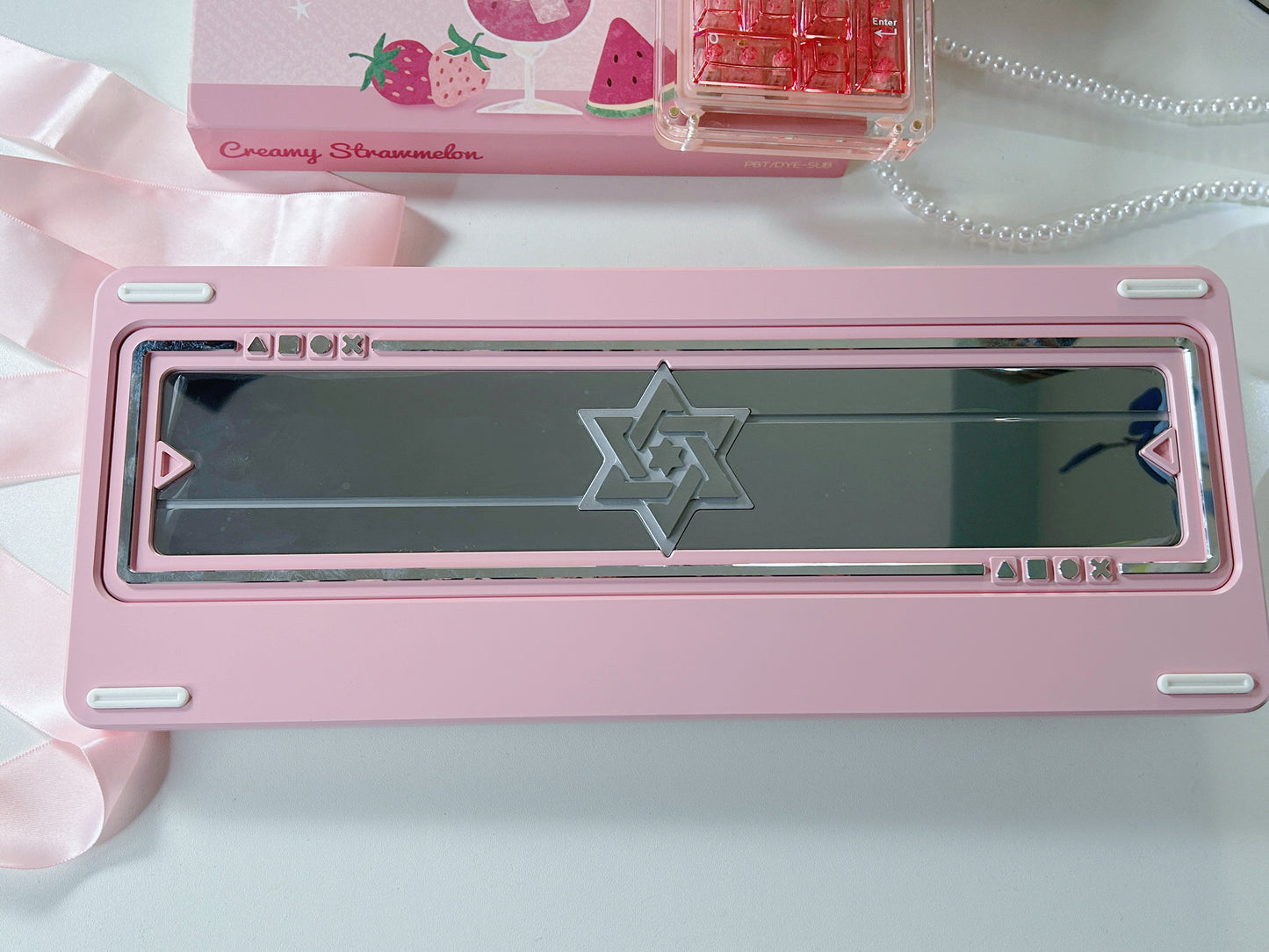 ONLY 1 Instock Prebuilt Aluminum Customized Mechanical Keyboard Polaris80 Pink （notincluding the KiiBOOM number pad/lace strip/artisan keys）
