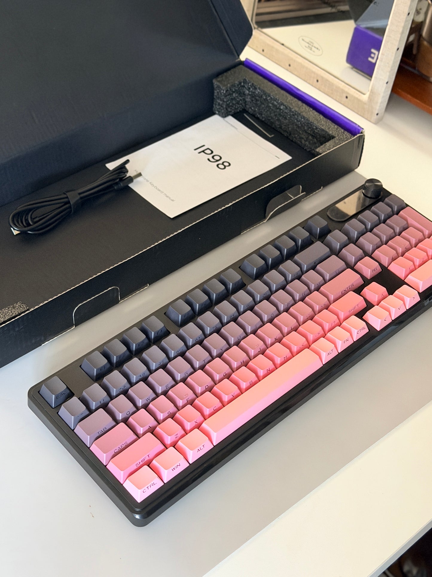 Unboxing Clearance ONLY 1 Instock FURYCUBE IP98 Black Pink Silent Membrane Keyboard