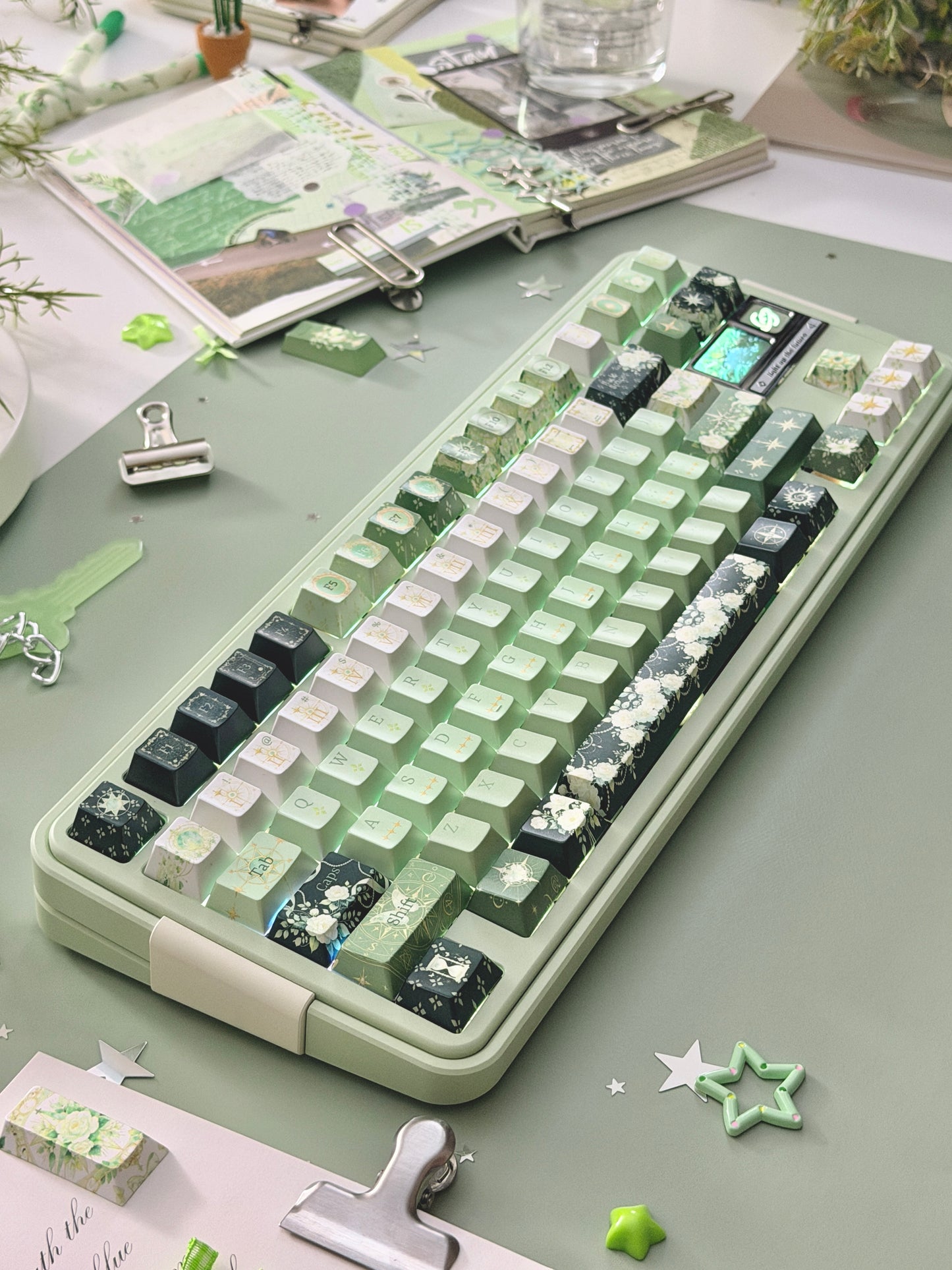 ONLY 1 Instock Prebuilt Aluminum Custom Mechanical Keyboard Bread80 Wireless Matcha Green Set