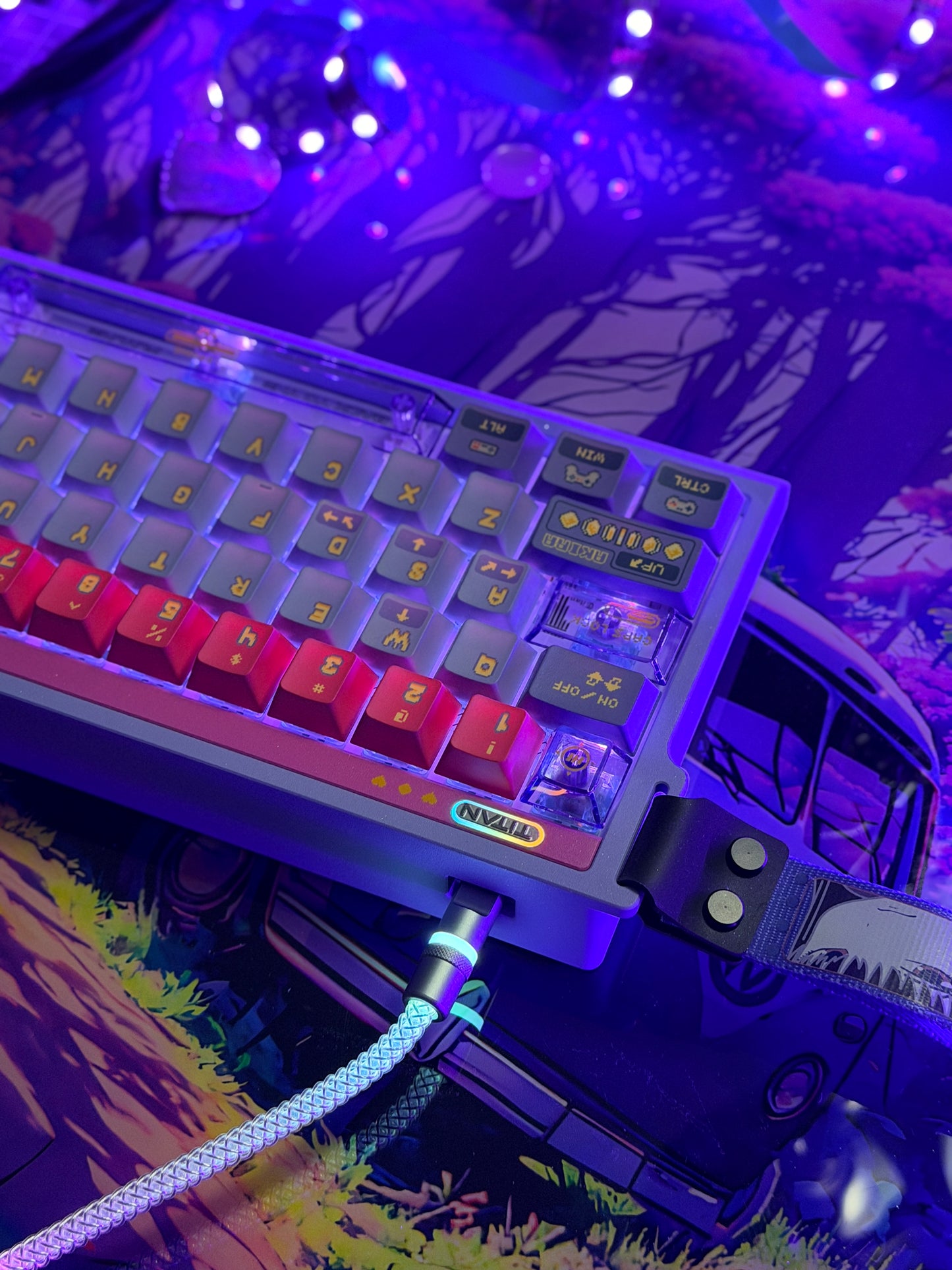 Unboxing Clearance TITAN68HE Purple Pink Magnetic Switch RGB Gaming Keyboard HI SCORE GIRL KEYCAPS