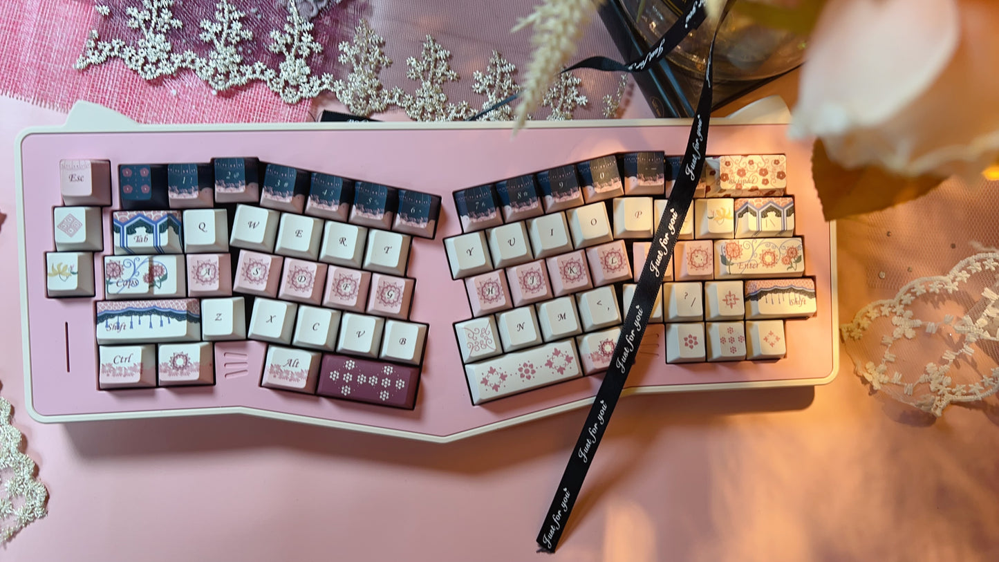 【Only 1 In-stock】Prebuilt Kitten Alice pink beige Aluminum Ergonomic Customized Mechanical Keyboard