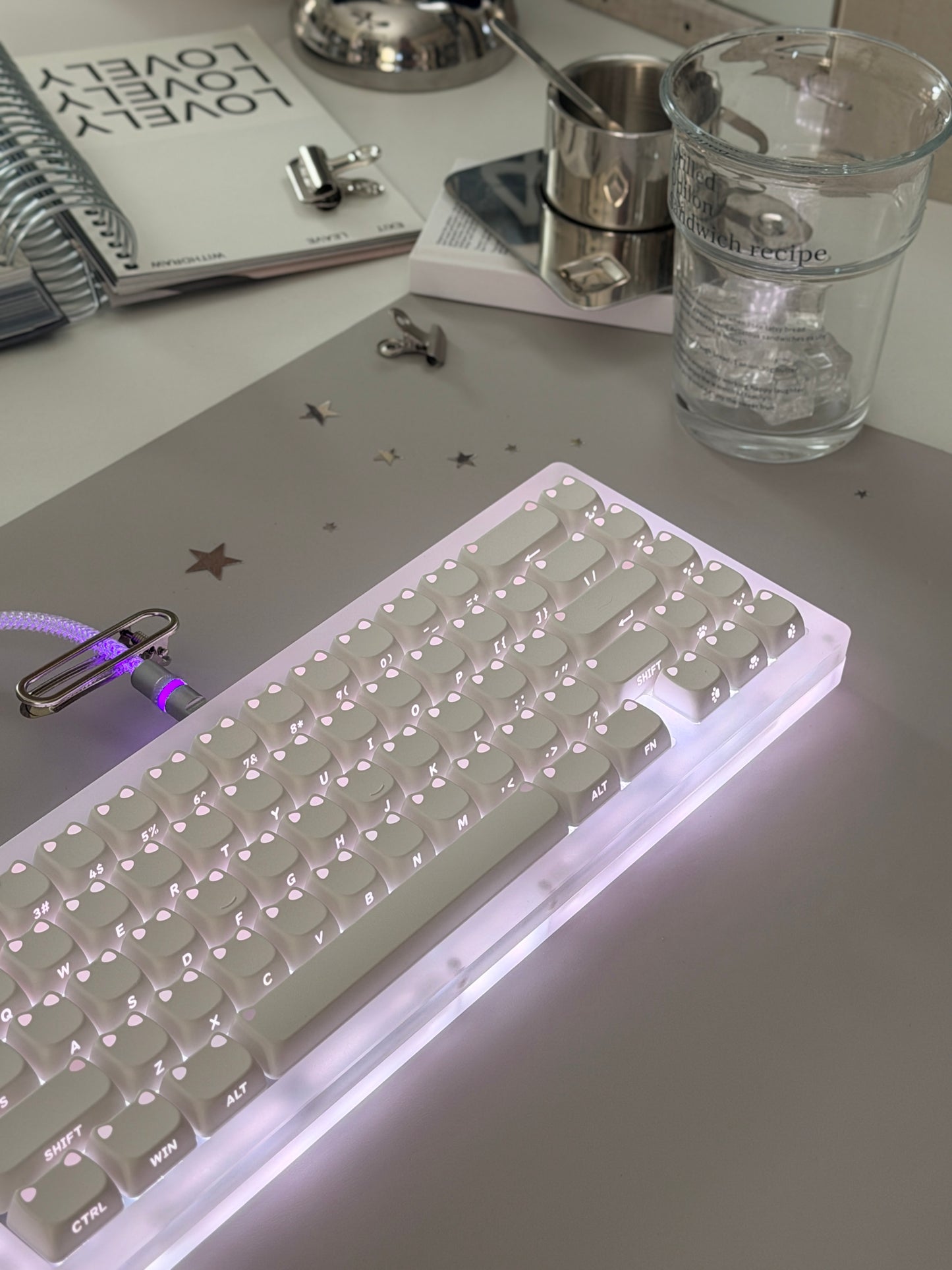 ONLY 1 Instock Prebuilt Matt acrylic Custom Mechanical Keyboard SET with RGB Backlit