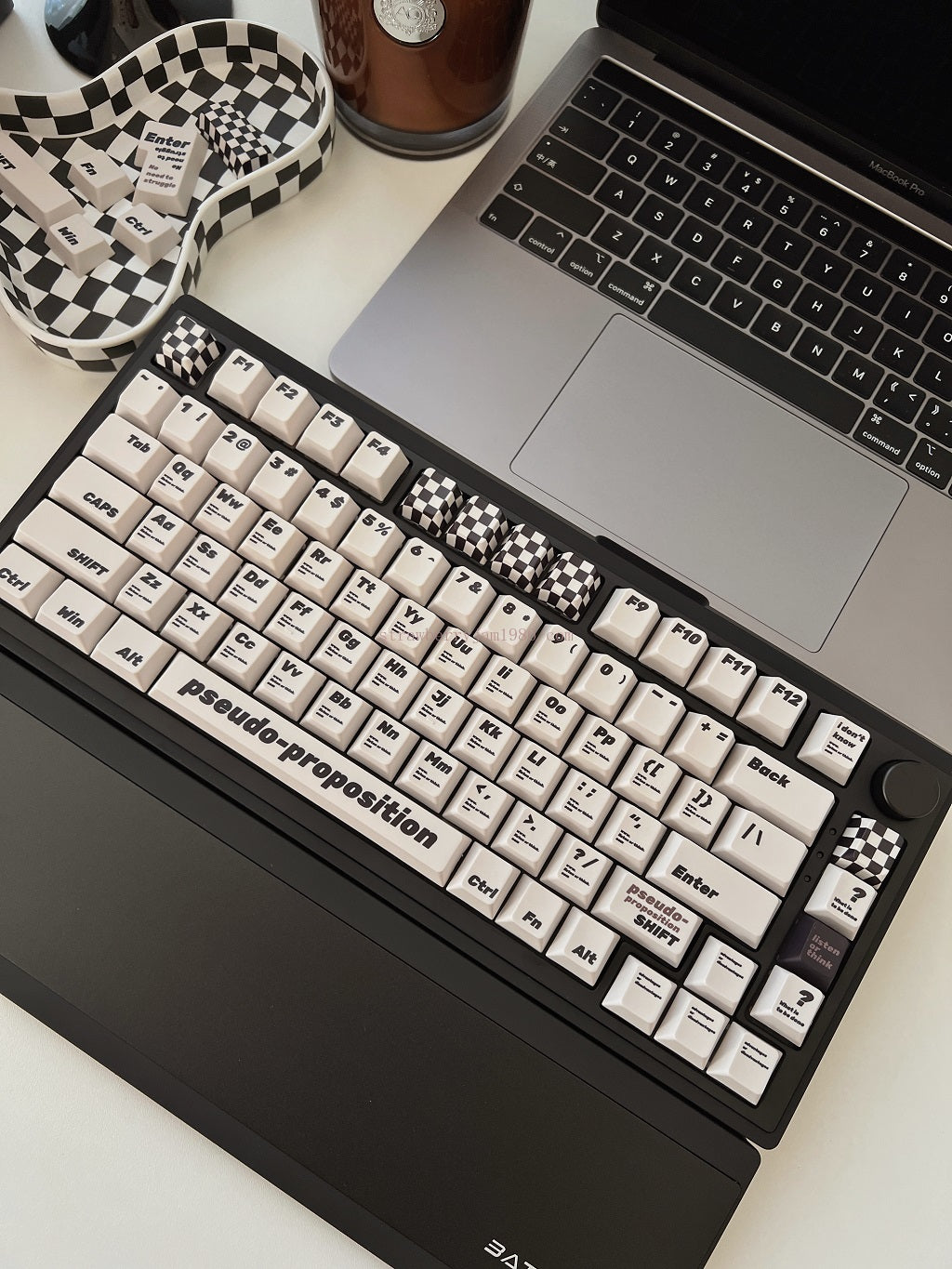 020 Black and White Pseudo Proposition Checkerboard Cherry Profile Keycaps Customized Designer Keycaps