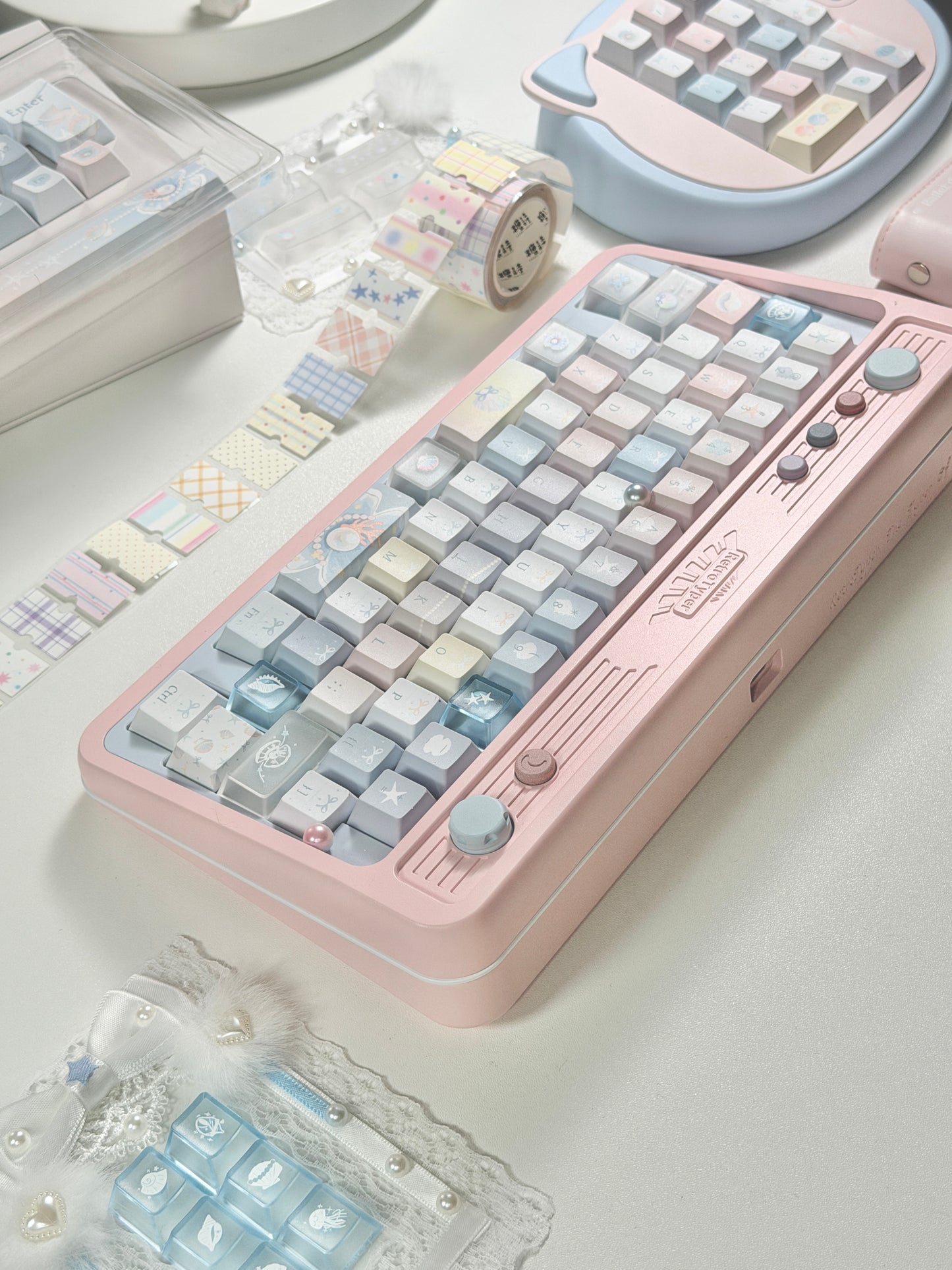 #0269 Pastel Seashell Jellyfish Pearls Keycaps With Foggy Pc Novelty Cherry Profile Designed By Miller