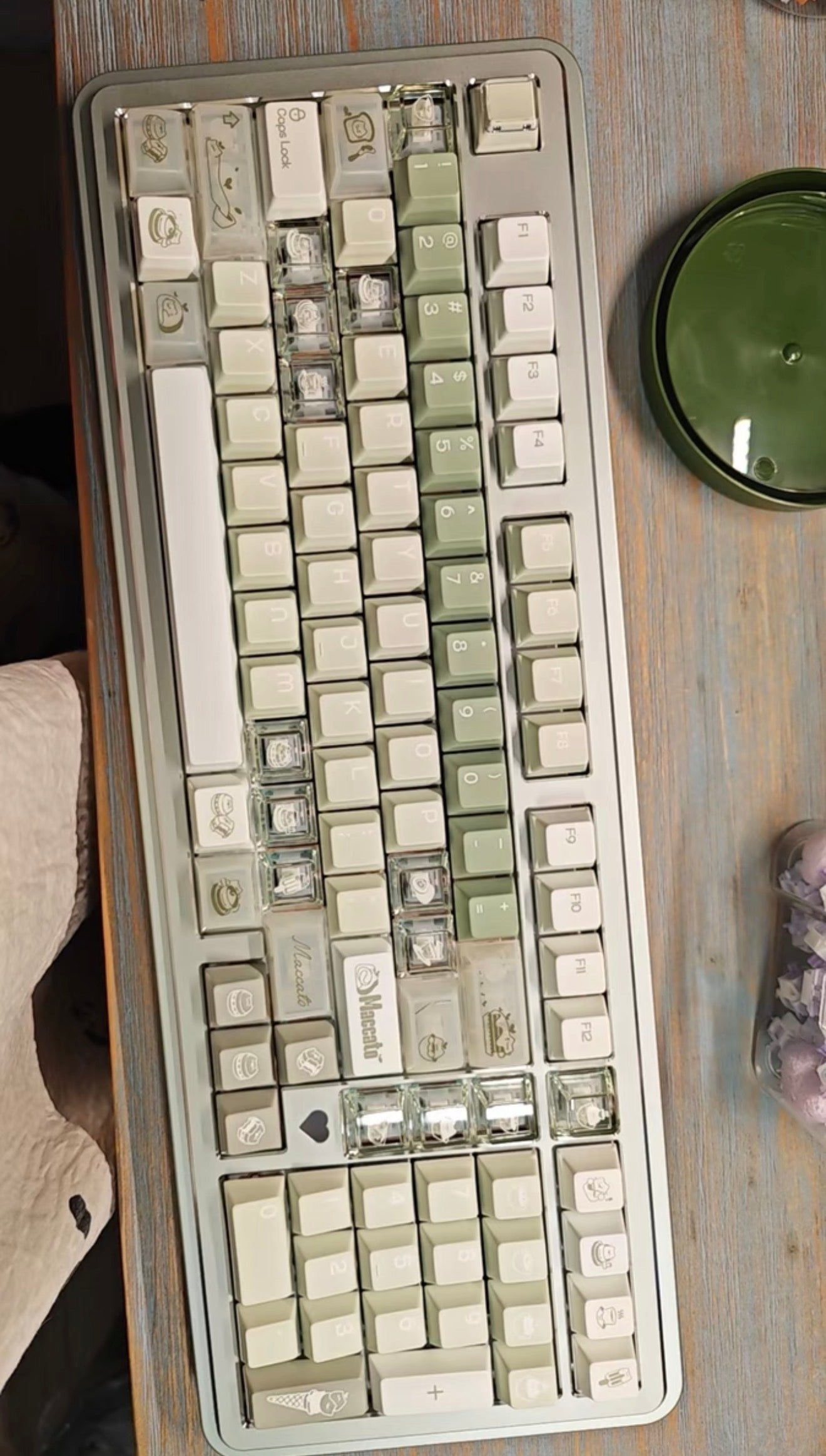 PREORDER Prebuilt Aluminum Custom Mechanical Keyboard Story100 Anodized Green Wireless Set