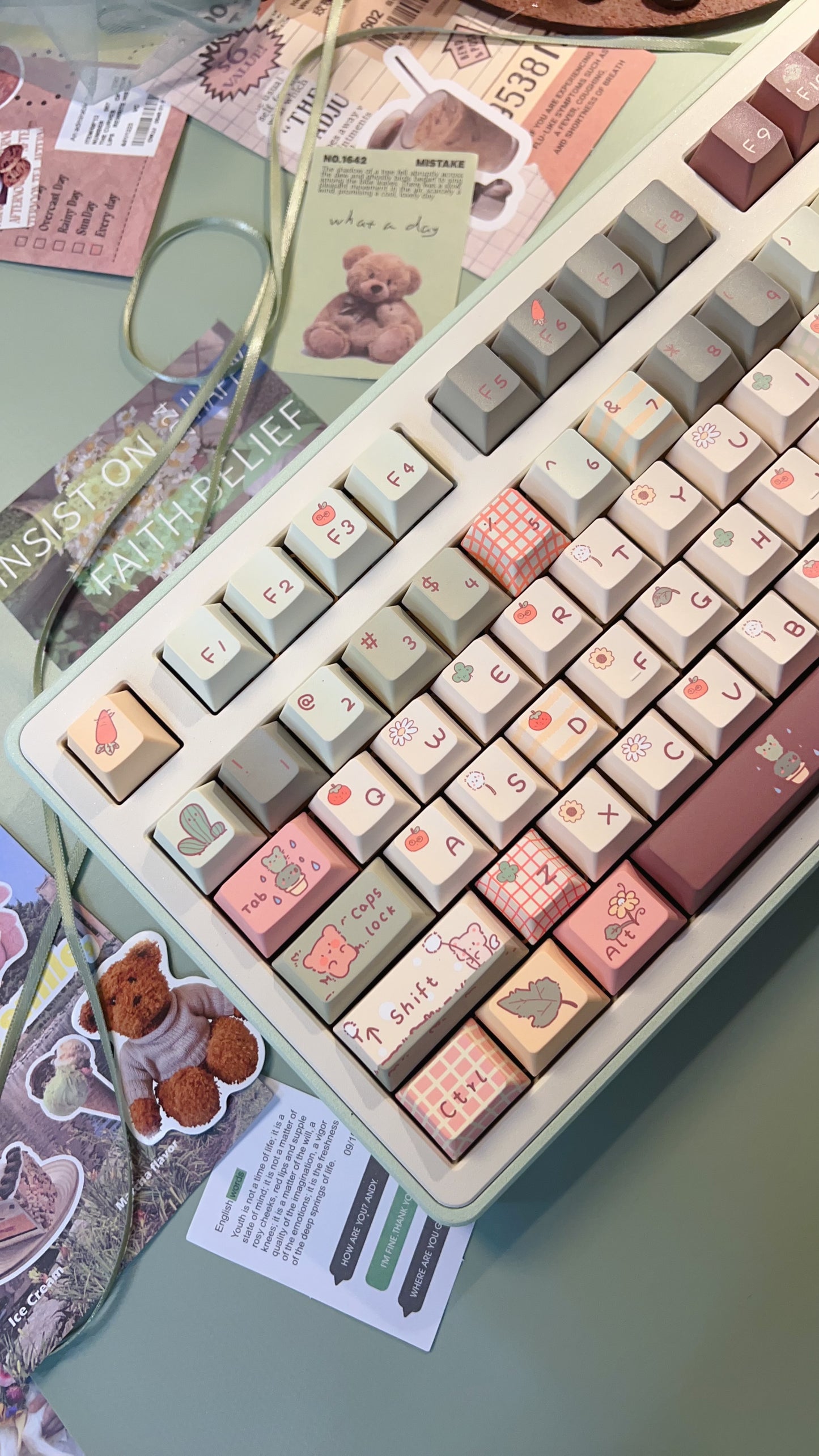 Preorder Prebuild Tn75 Pastel Green Beige Aluminum Customized Mechanical Keyboard