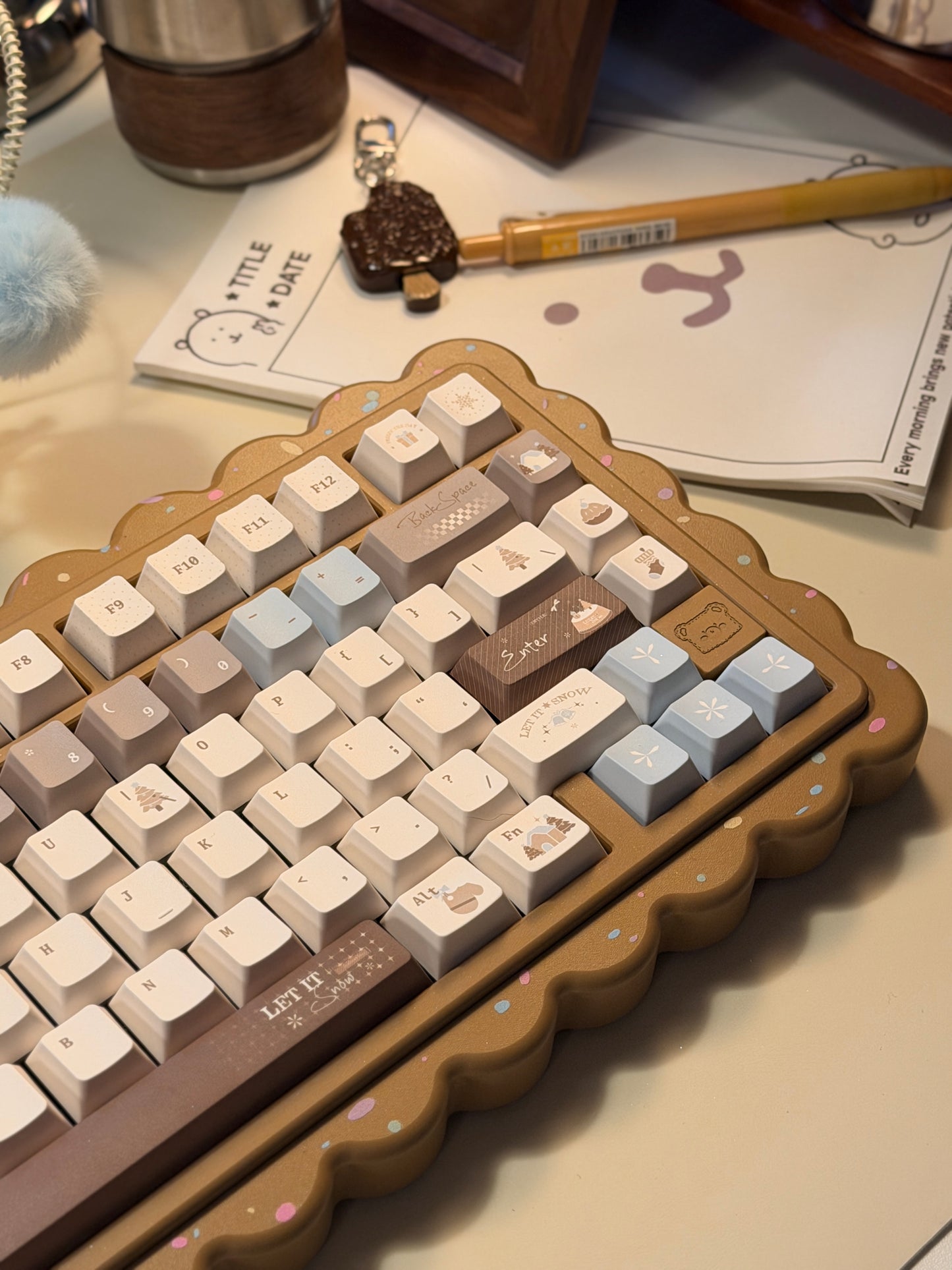 ONLY 1 Instock Prebuilt Aluminum Customized Mechanical Keyboard Cookies75 Brown Sugar Set