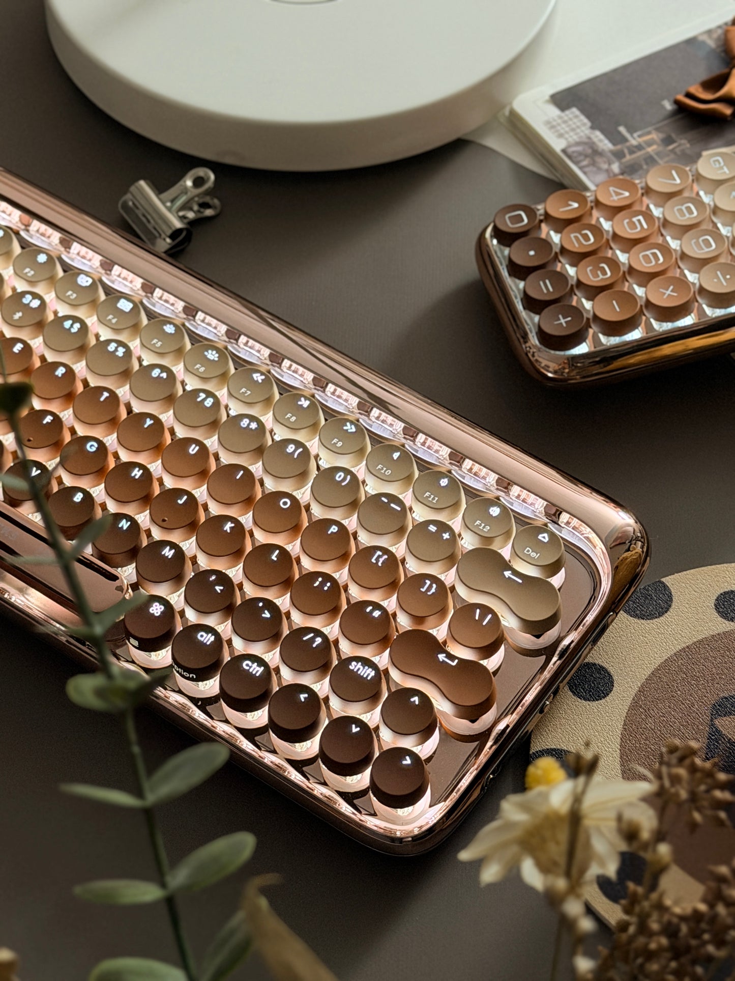 Lofree DOT Coffee Theme Mechanical Keyboard Set For Windows/Mac Tablet Office Bluetooth