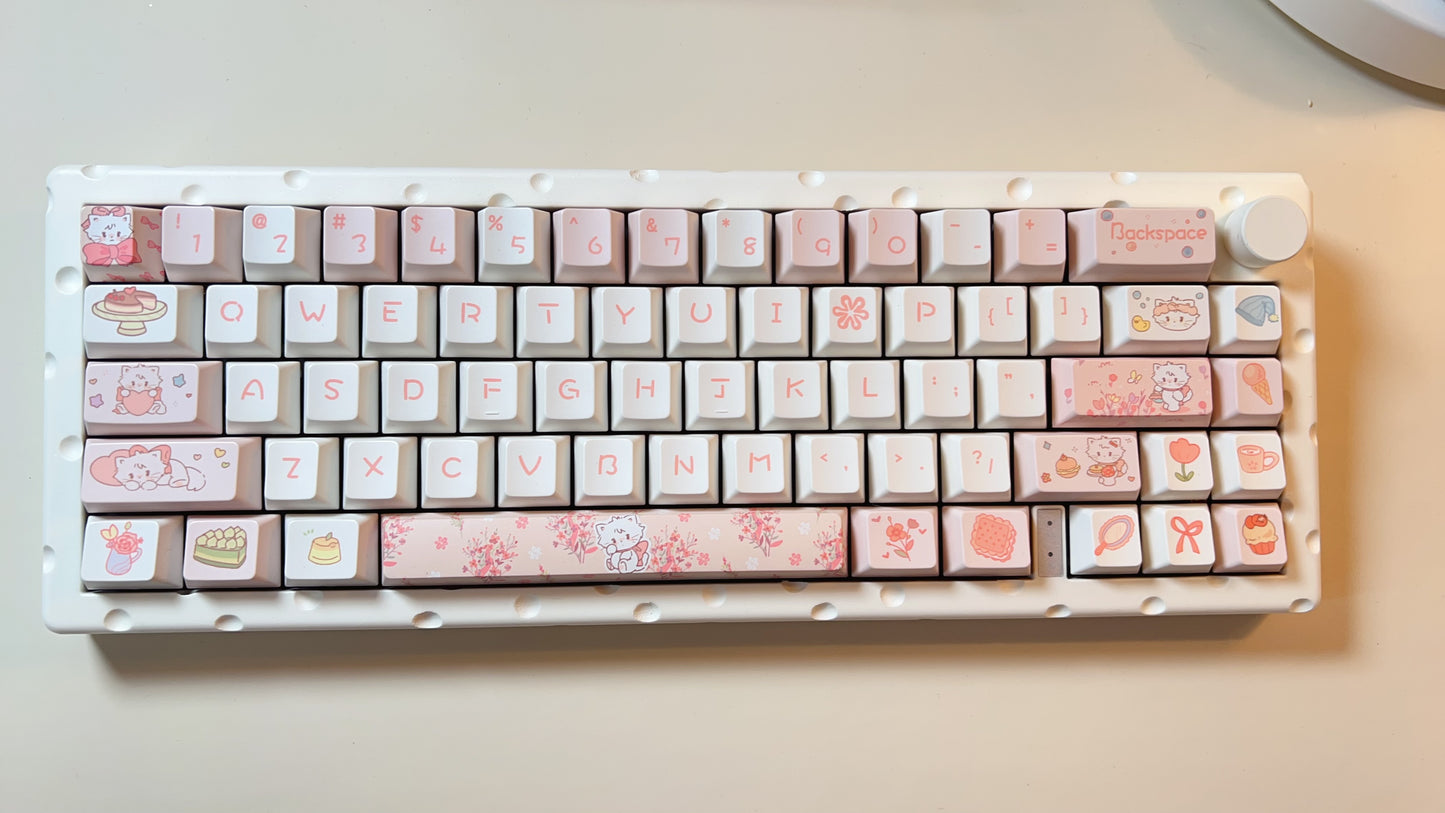 Preorder Prebuild Cheese65 Beige White Tri-mode Customized Mechanical Keyboard