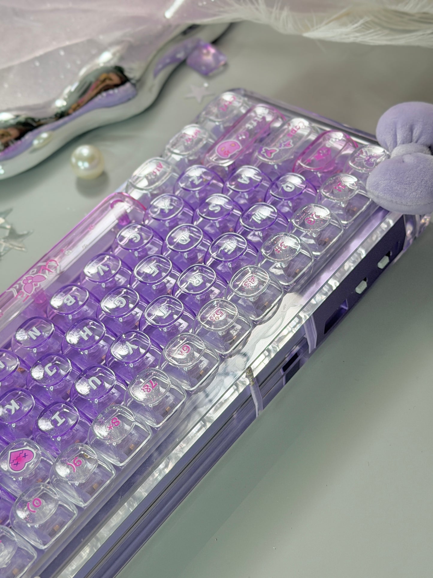 Unboxing Sample For Sale ONLY 1 Instock KiiBOOM Phantom 64 Crystal Acrylic Keyboard + custom Keycaps