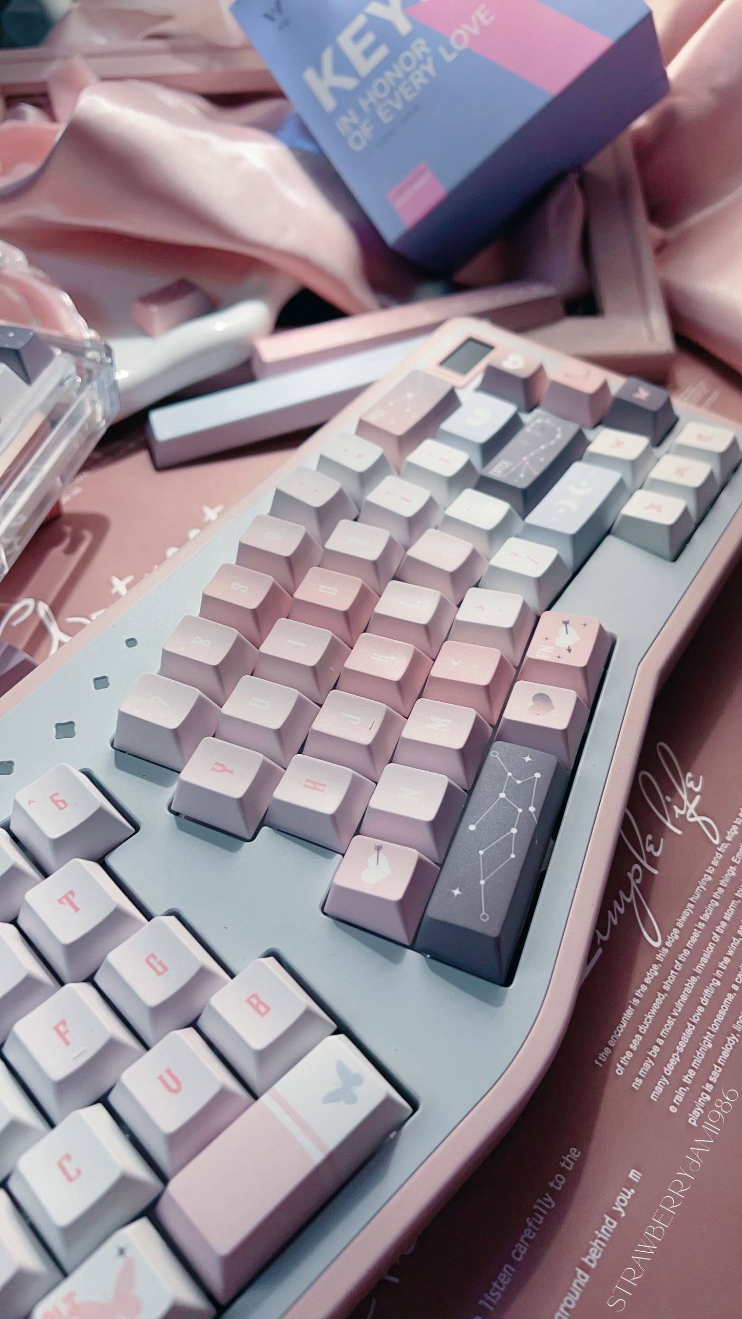 092 Star Fluctuation Gray Pink Gradual Change Advanced Sense Cherry Profile Keycap