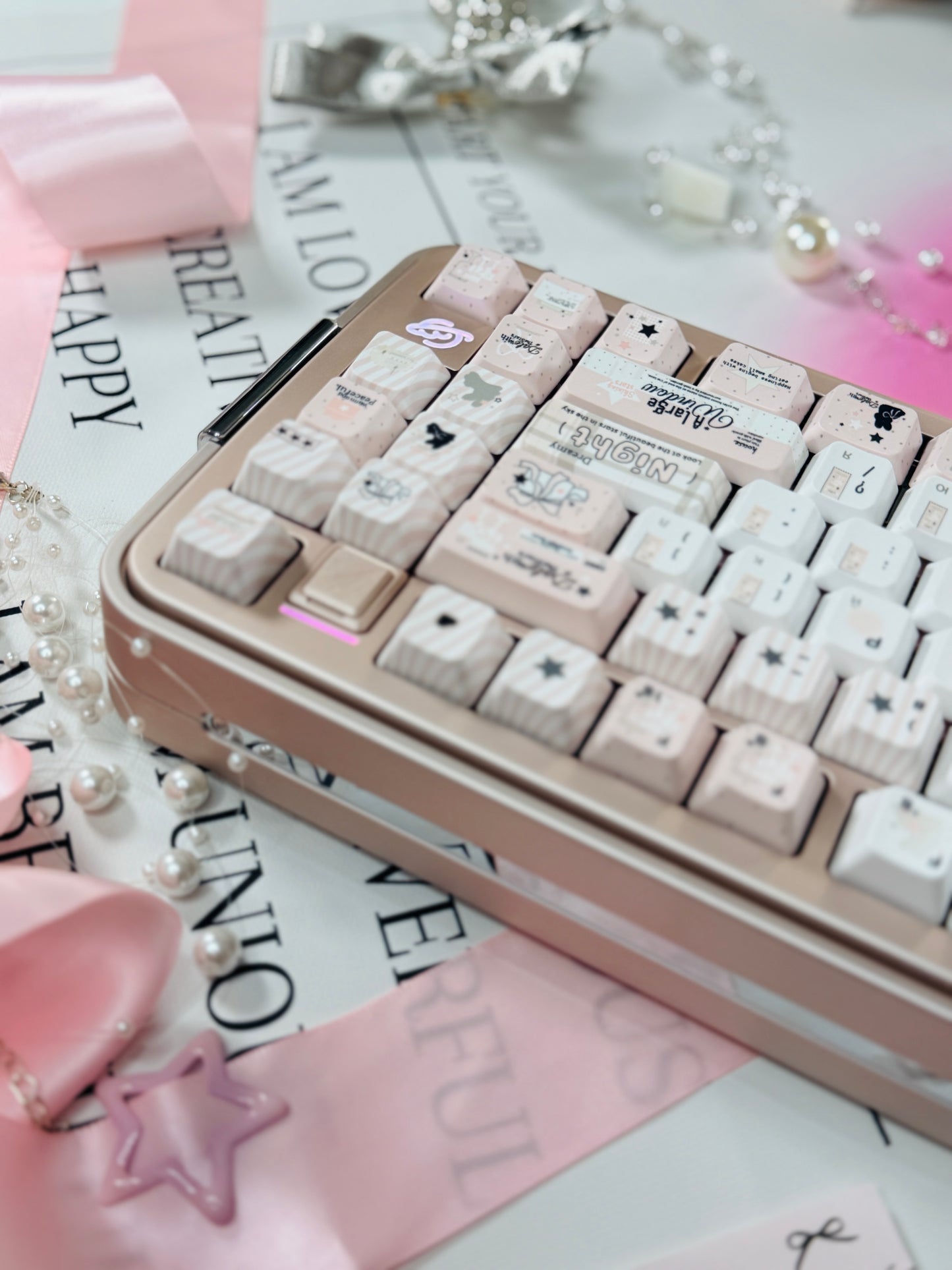 Preorder Prebuilt Aluminum Customized Mechanical Keyboard Bread75 Anodized Pink Silver Wireless Set With Soap Pad