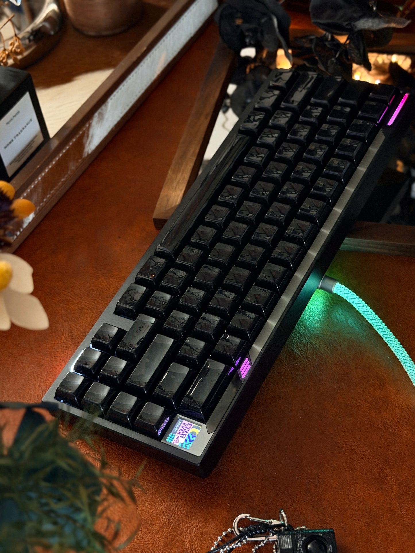 ONLY 1 Instock Prebuilt Aluminum Customized Mechanical Wired Keyboard Paper65 With Y3 Linear Switch & Black keycaps
