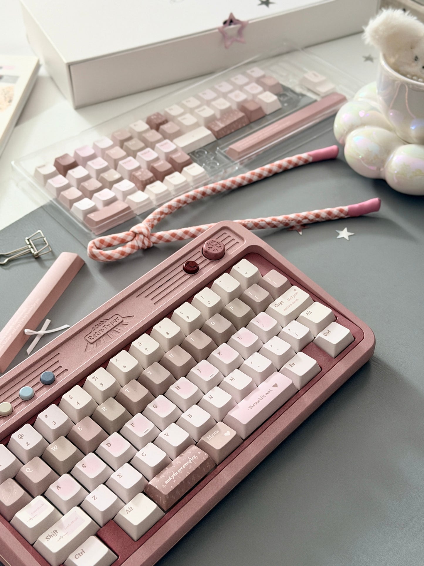 ONLY 1 Instock Prebuilt Aluminum Custom Mechanical Keyboard RT50 Dusty Rose Pink Set