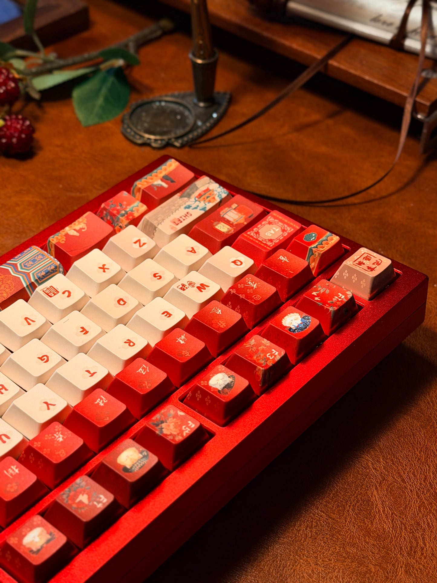 ONLY 1 Instock Prebuilt Aluminum Customized Mechanical Keyboard Y80 Anodized Red Creamy Thocky Set