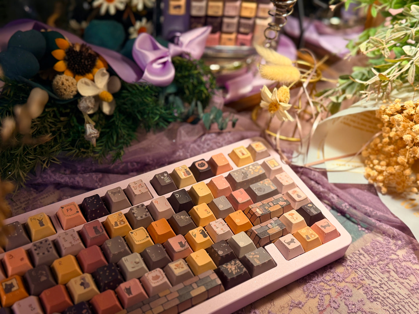 ONLY 1 Instock Prebuilt Aluminum Customized Mechanical Keyboard DBP75 Purple Creamy Keyboard Set