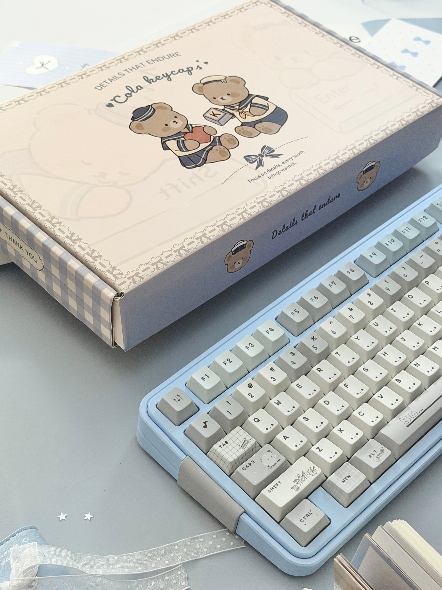 ONLY 1 Instock Prebuilt Aluminum Custom Mechanical Keyboard Bread80 Wireless Pale Blue Set