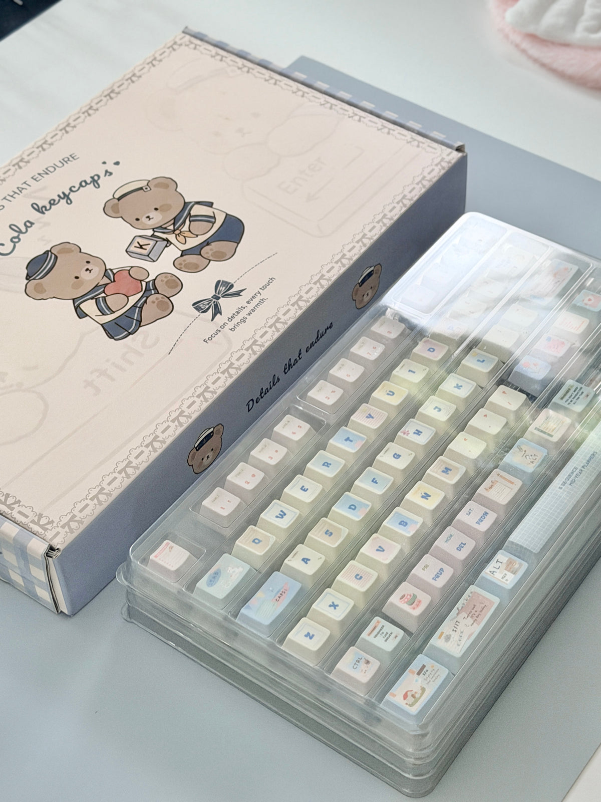 #0309 Love Journal Pastel Blue Creamy Aesthetic Keycaps Set | Cute Diary Theme Mechanical Keyboard Keycaps | Kawaii Office & Study Desk