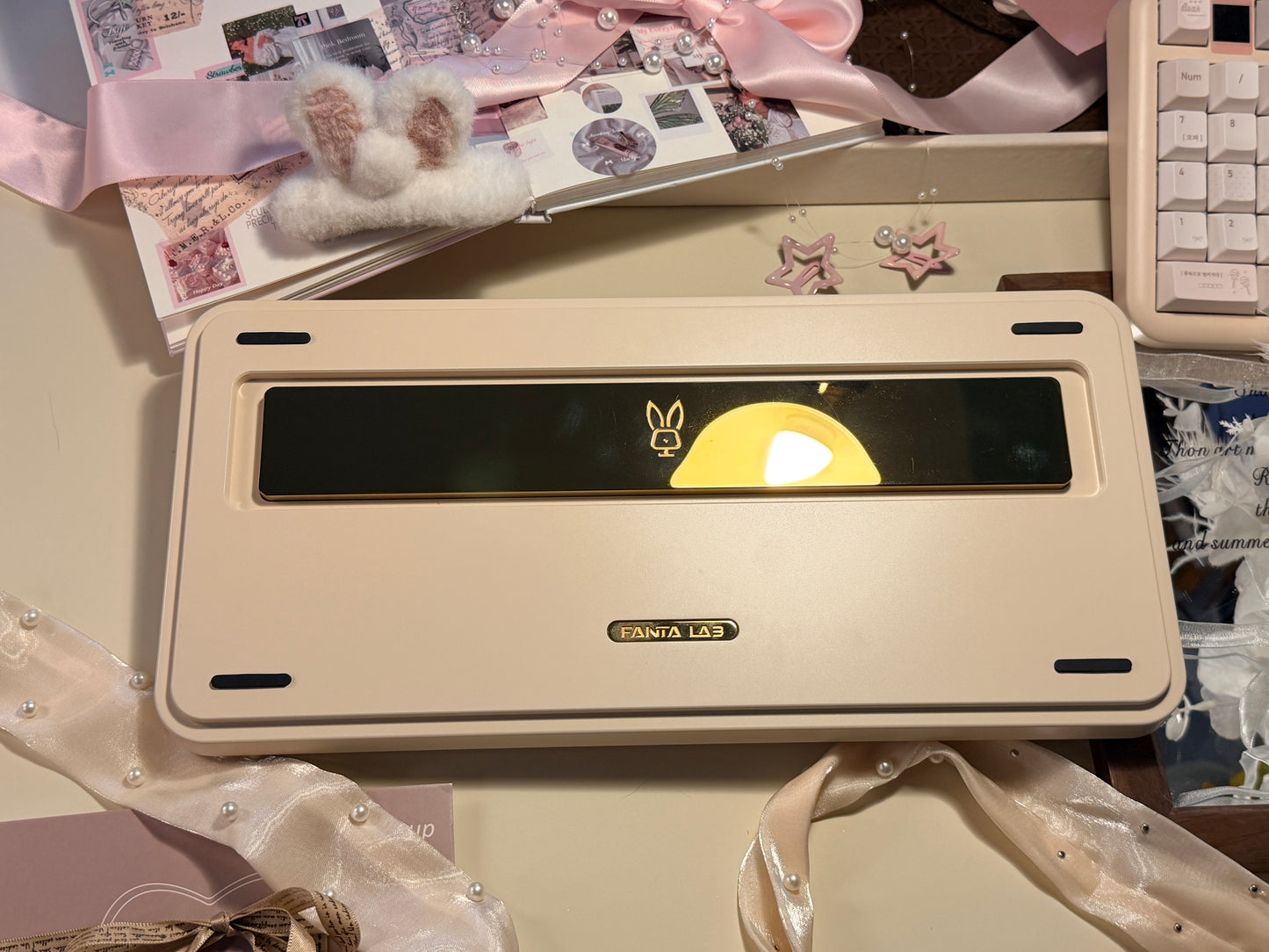 Preorder Prebuilt Aluminum Customized Mechanical Keyboard Rich75 Cream Beige Set（free number pad）