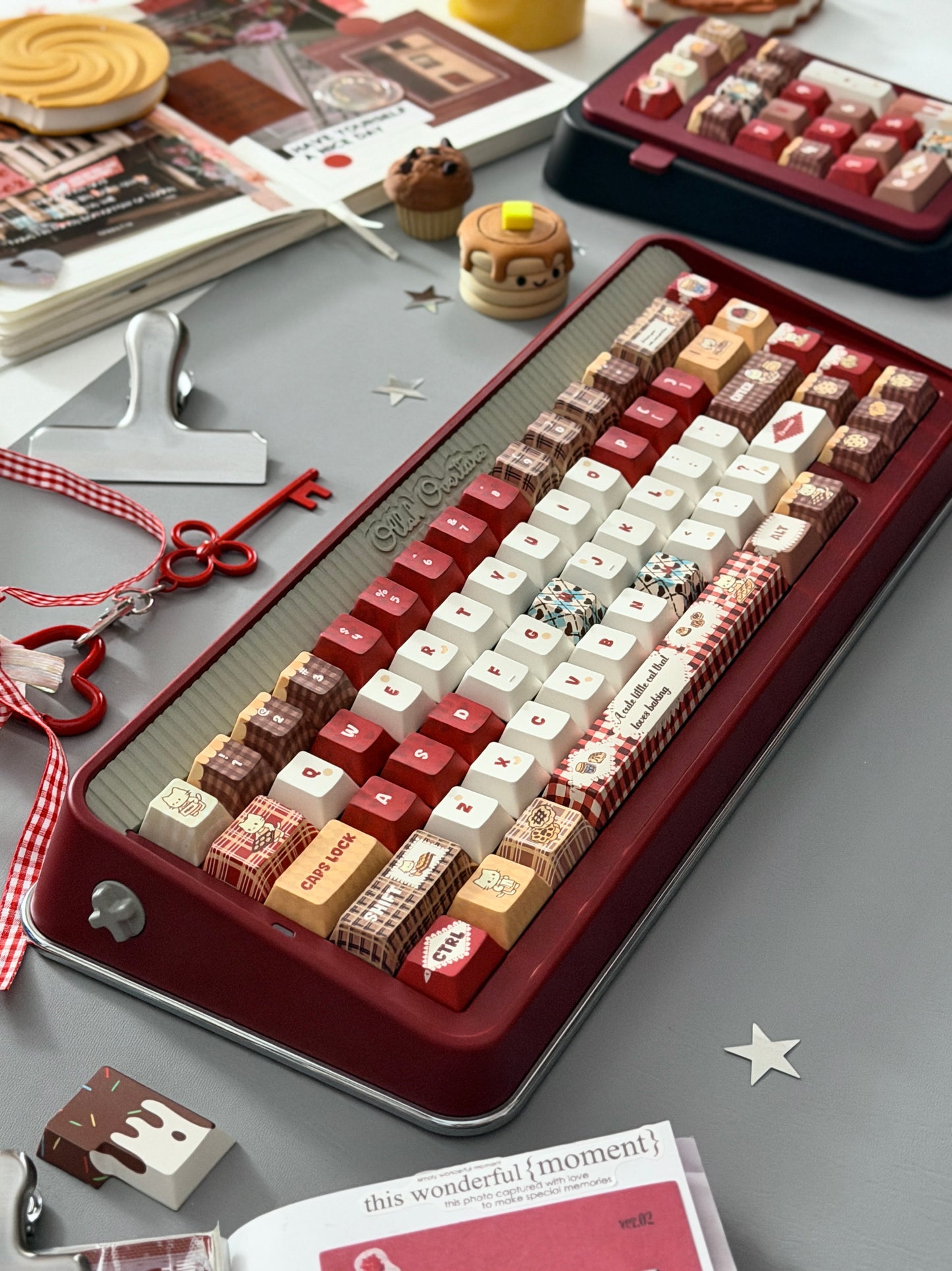 ONLY 1 Instock Olleh65 Prebuilt Aluminum Custom Mechanical Keyboard Red Set ➕ Soap Number Pad