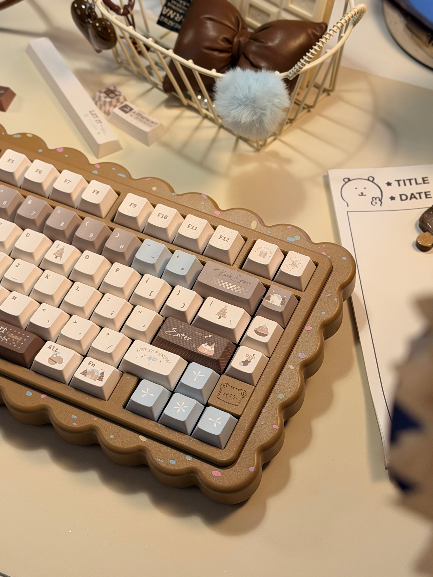 ONLY 1 Instock Prebuilt Aluminum Customized Mechanical Keyboard Cookies75 Brown Sugar Set