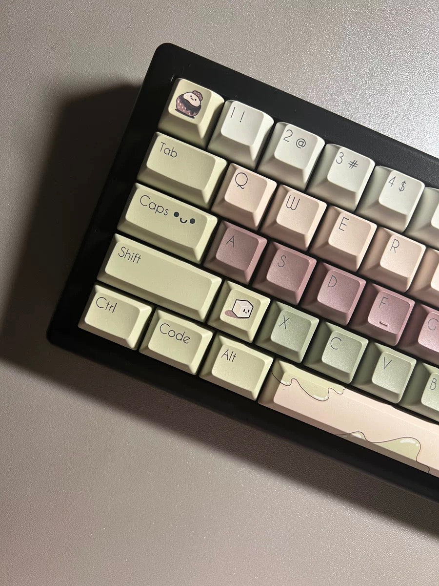 strawberryjam1986 Matcha Red Bean Mochi Original Green Five-sided Sublimation PBT Customized Keycaps