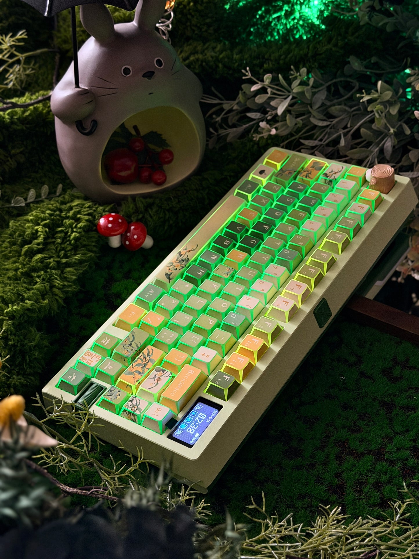 ONLY 1 Prebuilt Aluminum Customized Mechanical Keyboard Zoom75 TIGA Milky Green Tri-Mode Wireless Backlit ➕ URE Keycaps