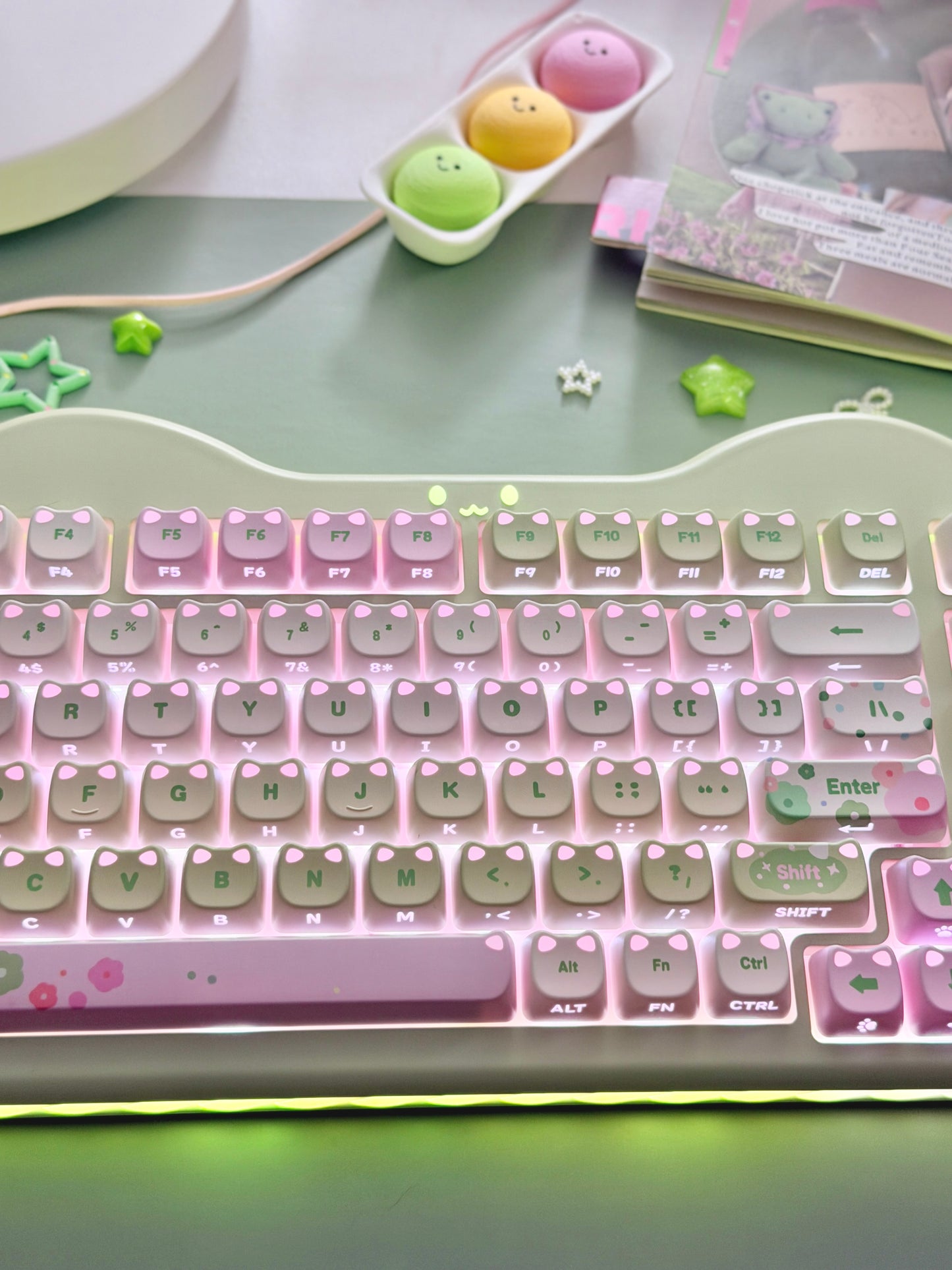 Unboxing Clearance ONLY 1 YUNZII C98 MAO Cake Kitten Wireless Mechanical Keyboard （preorder Green）