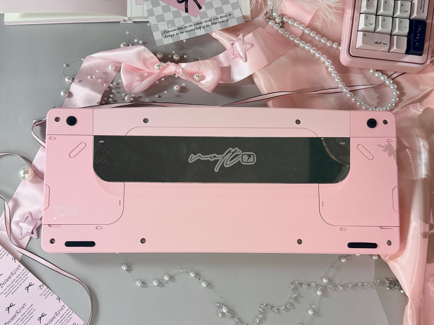 ONLY 1 INSTOCK Prebuilt Aluminum Custom Mechanical Keyboard PERCENTSTUDIO VOLT2.0 Pale Pink Set + VOLT PLUS PAD