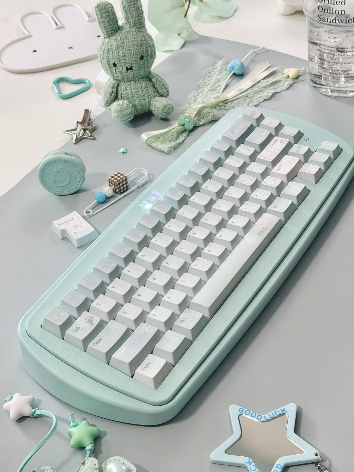 #0305 Ice Mint Jelly Keycaps | Pastel Blue Mint Mechanical Keyboard Keycaps