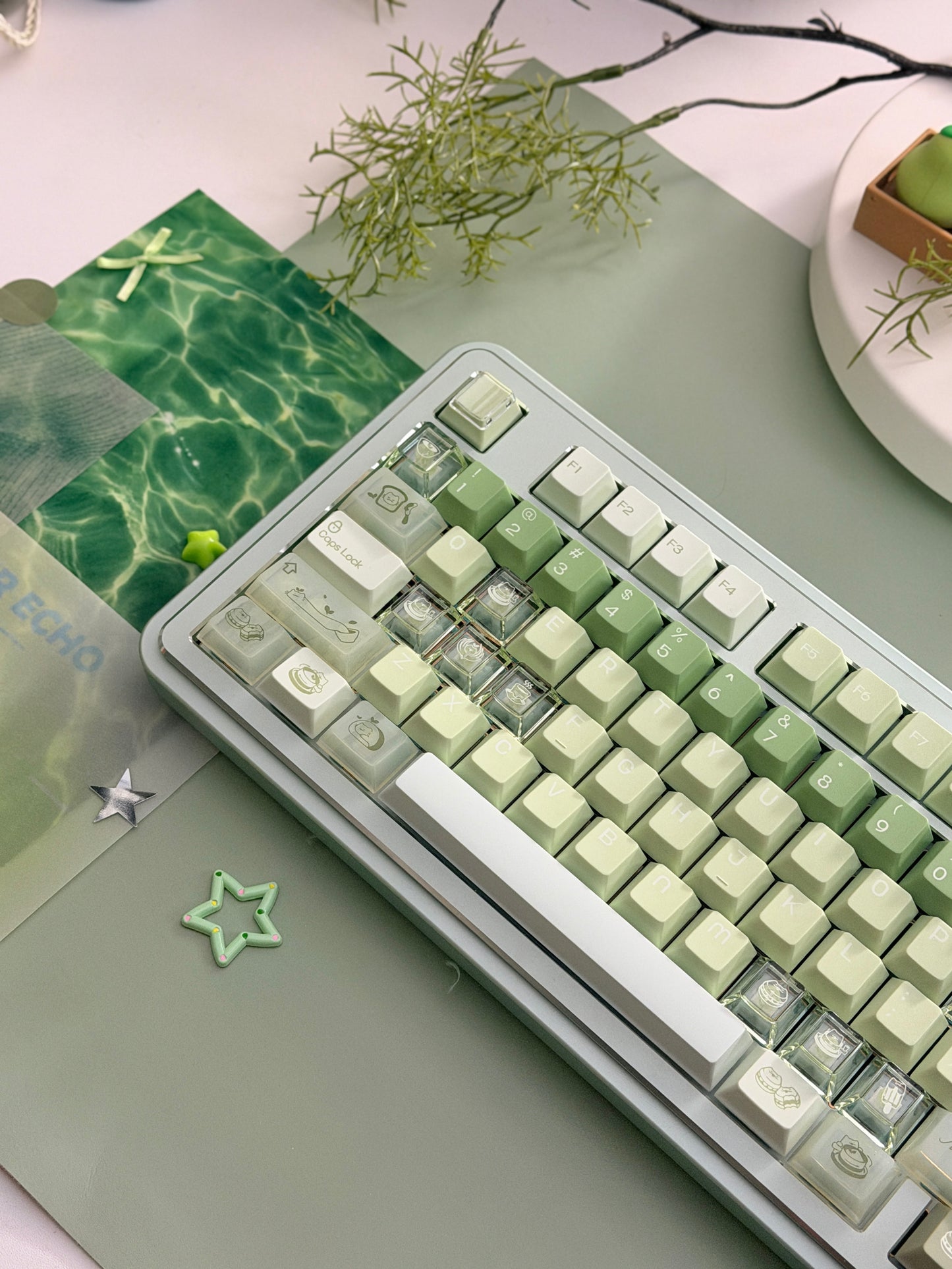 ONLY 1 Instock Prebuilt Aluminum Custom Mechanical Keyboard Story100 Anodized Green Wireless Set