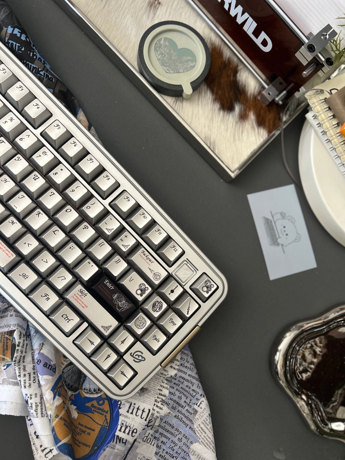 PREORDER Prebuilt Aluminum Customized Mechanical Keyboard Bread75 Silver Keyboard Set