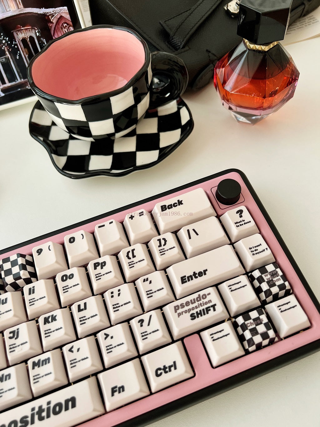 020 Black and White Pseudo Proposition Checkerboard Cherry Profile Keycaps Customized Designer Keycaps