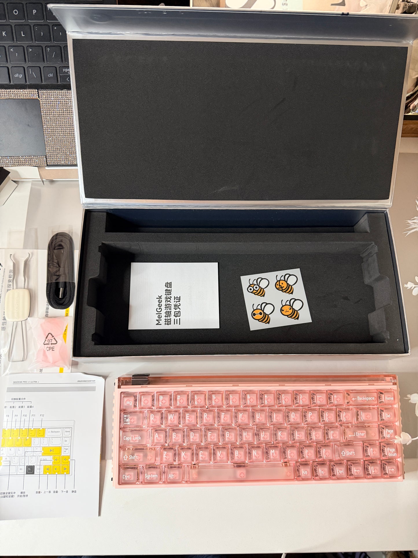 Unboxing Clearance MELGEEK MADE68 ULTRA MAGNETIC SWITCH+ PINK GAMING KEYBOARD