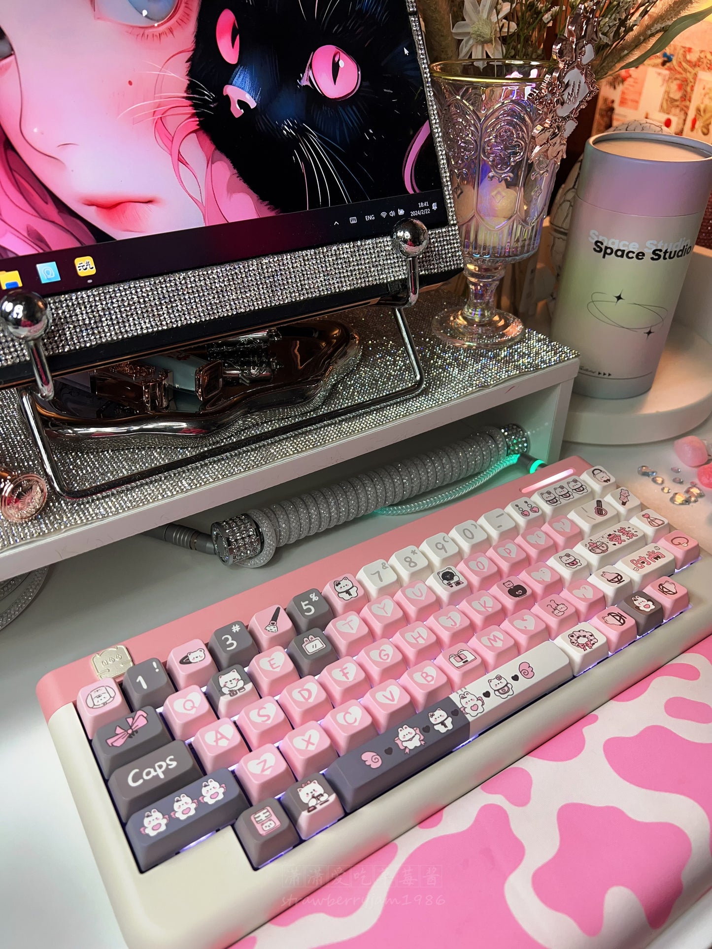 Fully Assembled JOJO N66 Milky Pink Customized Mechanical Keyboard