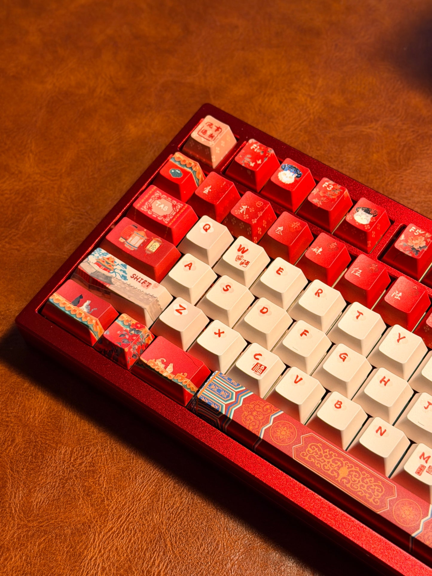 ONLY 1 Instock Prebuilt Aluminum Customized Mechanical Keyboard Y80 Anodized Red Creamy Thocky Set
