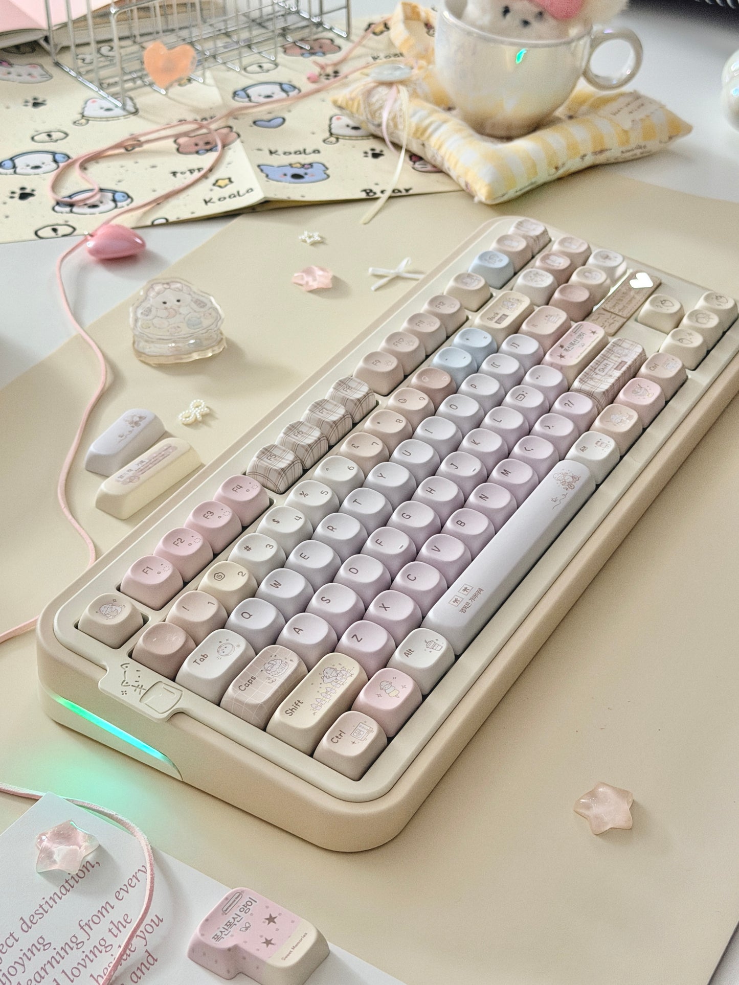 #0292 Cream Pale Pink Lamp Cake Cherry/moa Profile Keycap