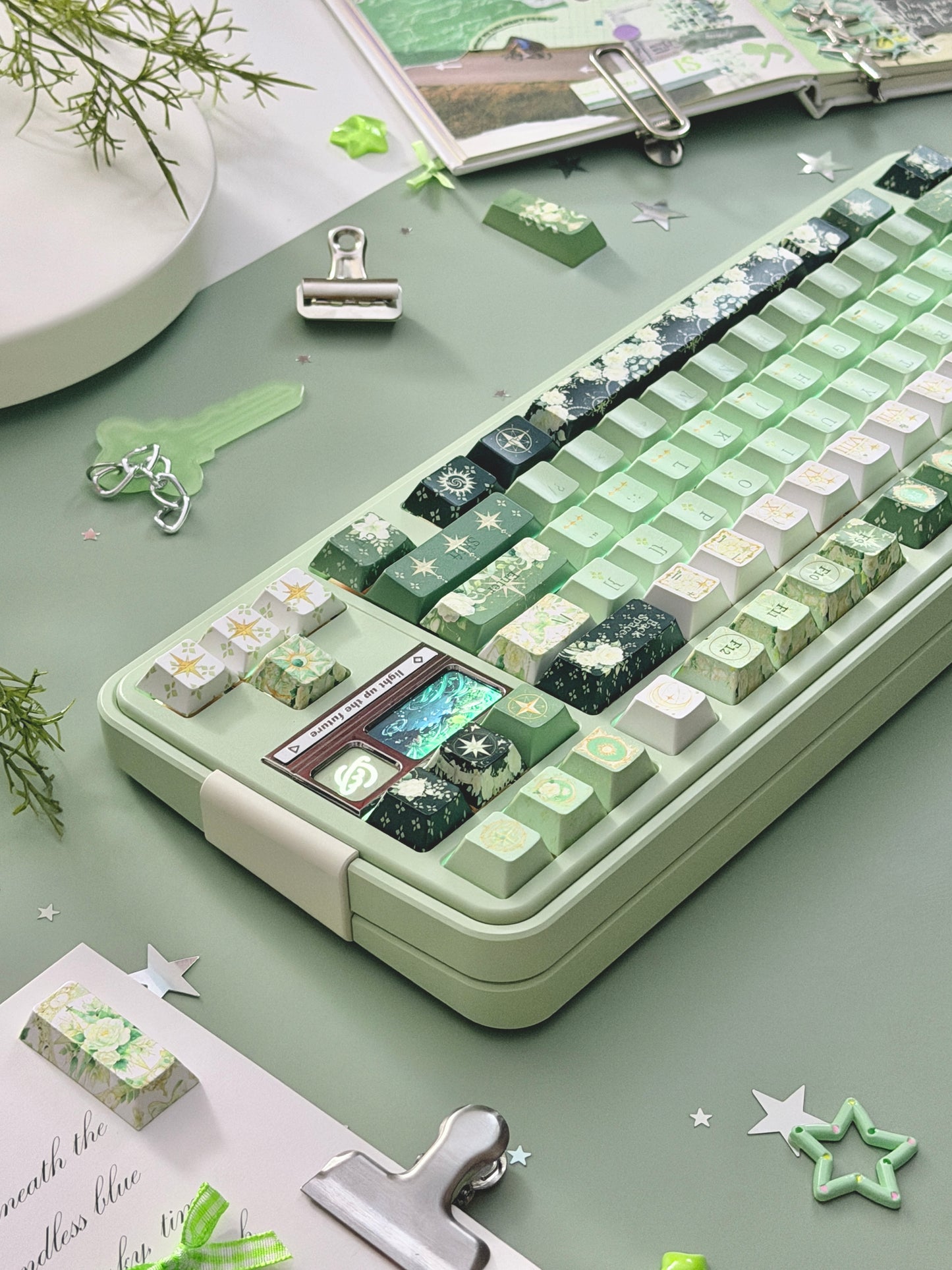 ONLY 1 Instock Prebuilt Aluminum Custom Mechanical Keyboard Bread80 Wireless Matcha Green Set