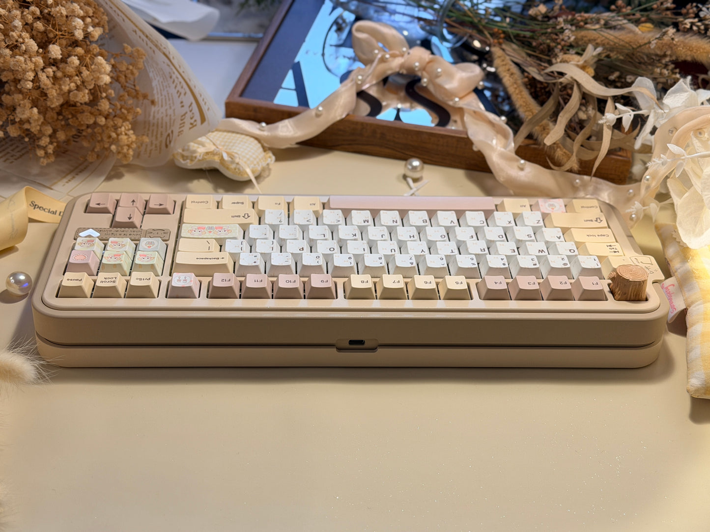 ONLY 1 Instock Cocomi80 Milk Tea Custom Mechanical Keyboard keyrialabs Keycaps Set