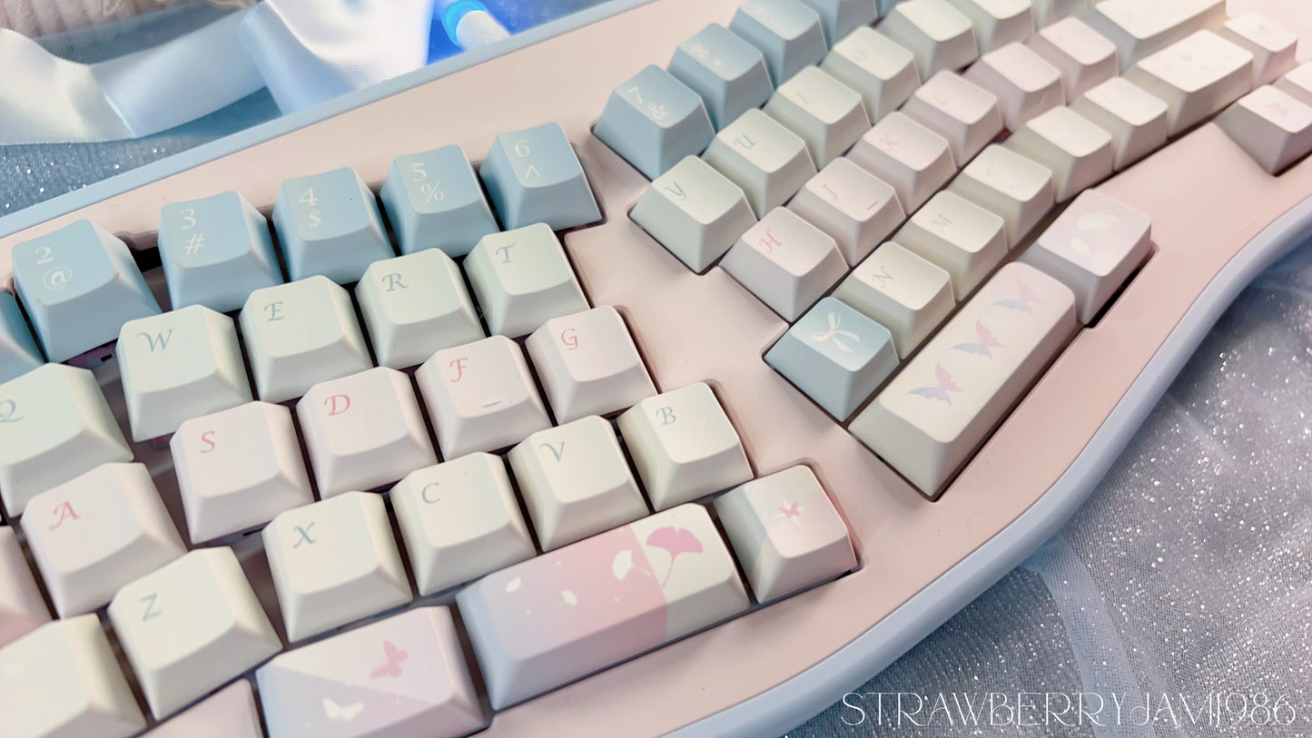 109 Cocoon and Butterfly Pastel Pink and Blue Keycap Cherry Profile