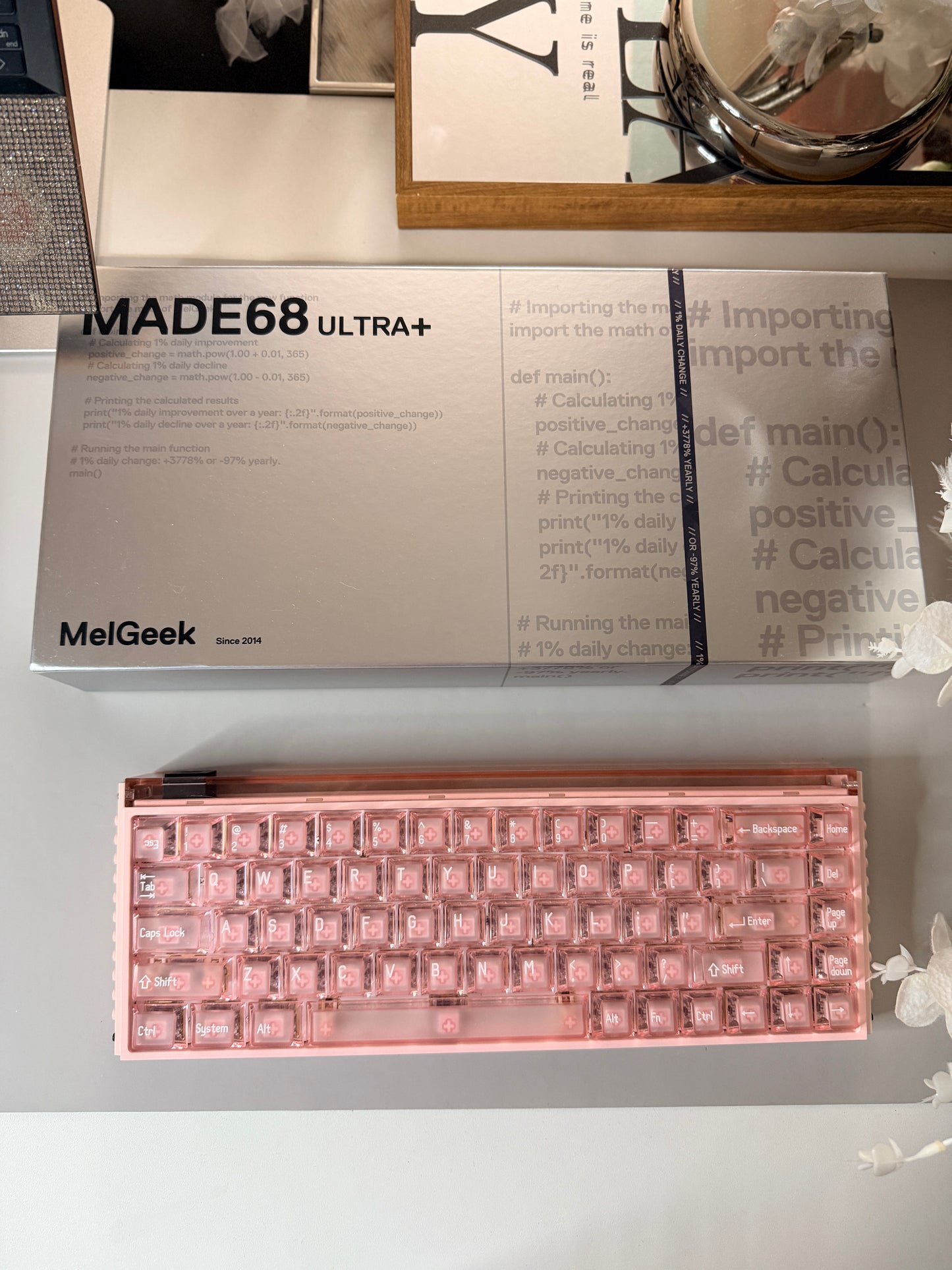 Unboxing Clearance MELGEEK MADE68 ULTRA MAGNETIC SWITCH+ PINK GAMING KEYBOARD