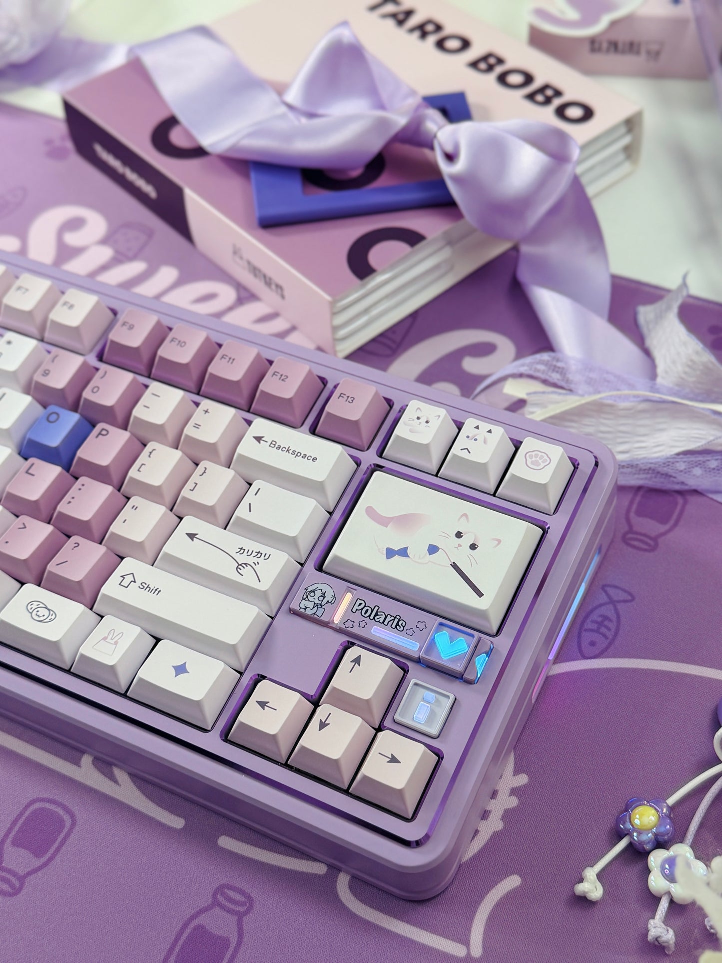ONLY 1 Instock Prebuilt Aluminum Custom Mechanical Keyboard Polaris80 Purple Set