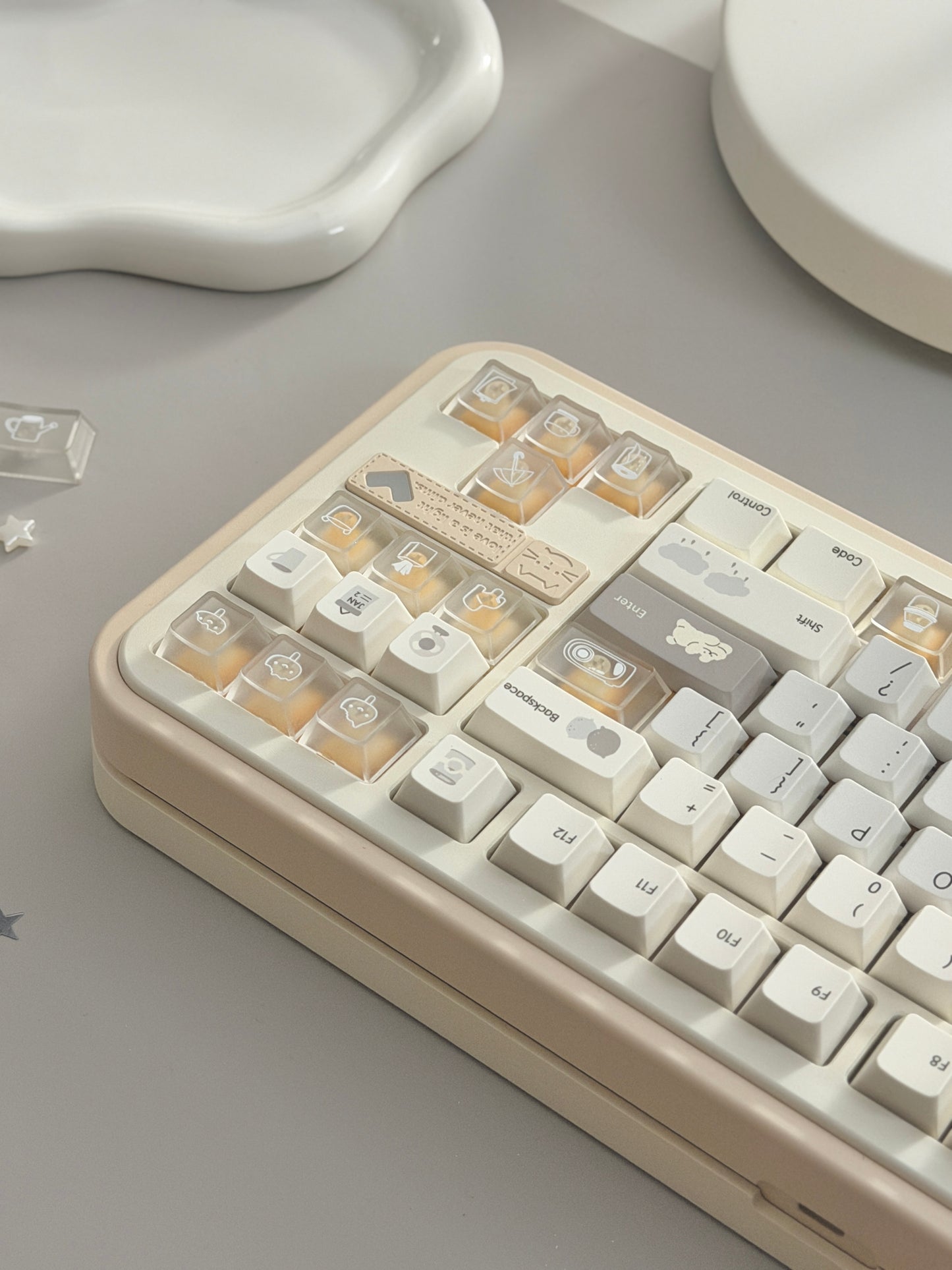 #0280 Cream Sticky Notes Simple and Milk White Pale Gray Keycap Cherry Profile