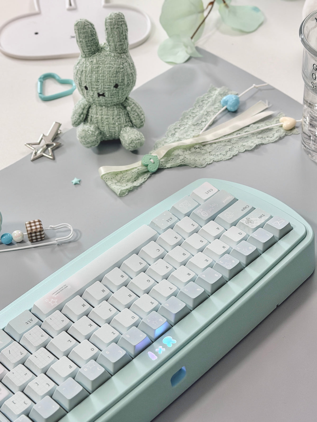 #0305 Ice Mint Jelly Keycaps | Pastel Blue Mint Mechanical Keyboard Keycaps