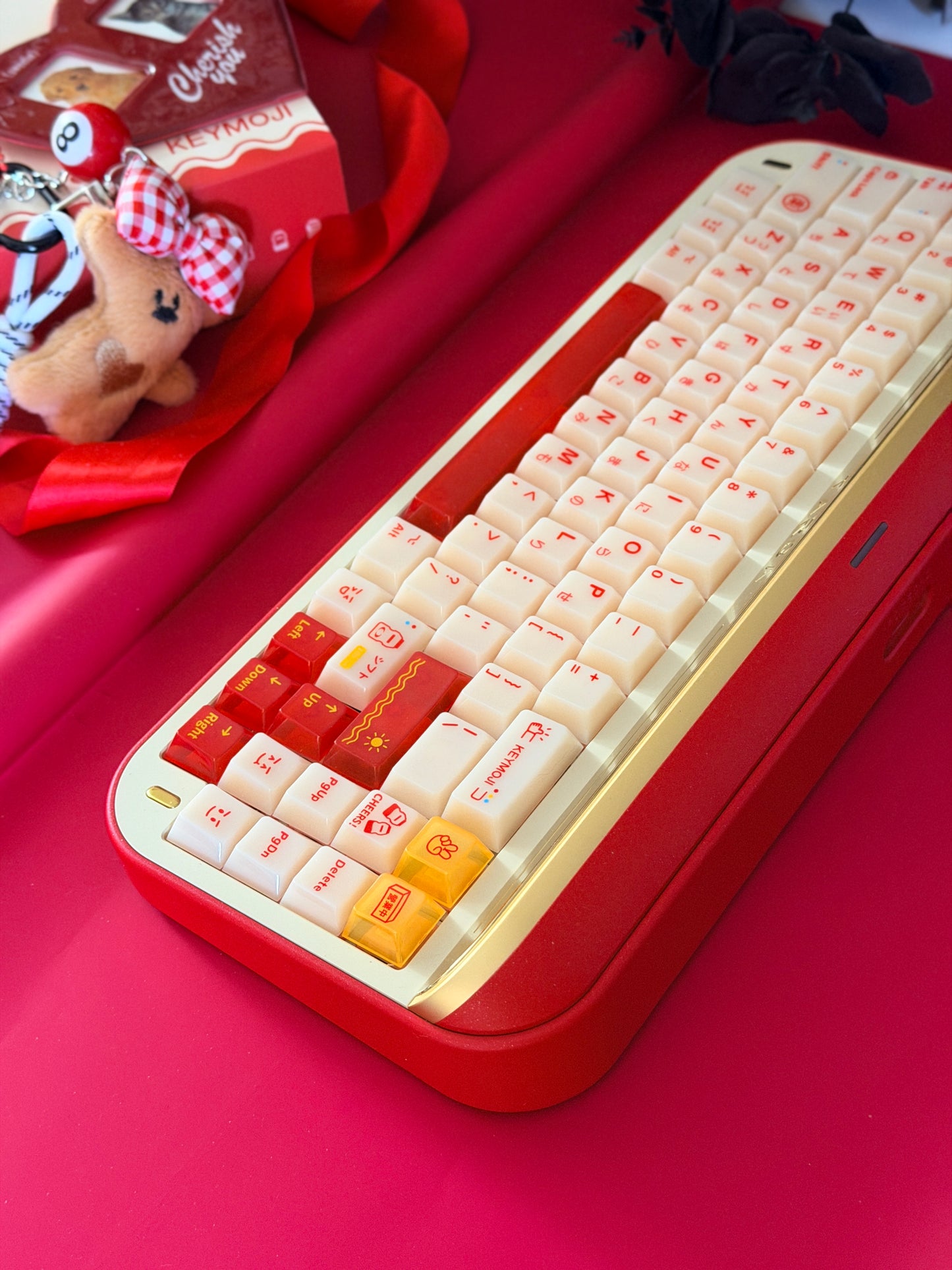 ONLY 1 Instock Prebuilt Aluminum Custom Mechanical Keyboard Targa65 Red Gold Set
